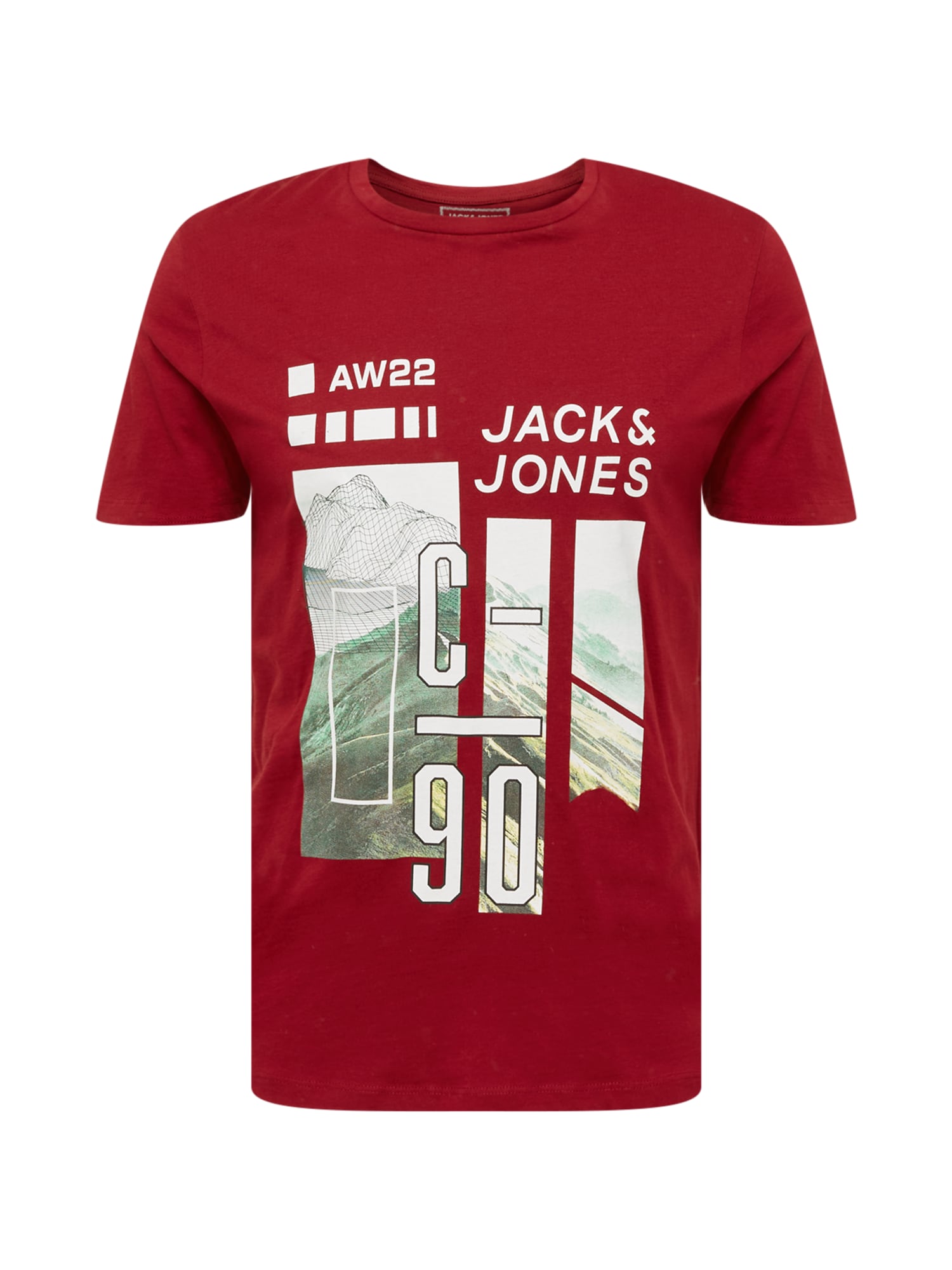 JACK & JONES Majica  zelena / bordo / bela
