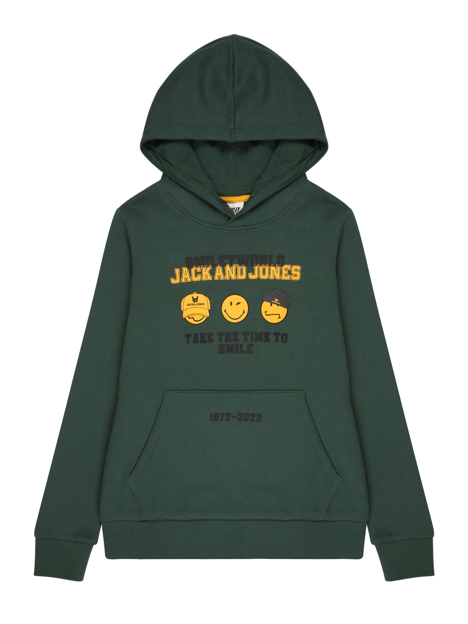 Jack & Jones Junior Majica 'JORSMILEYWORLD SWEAT HOOD JNR'  kaki