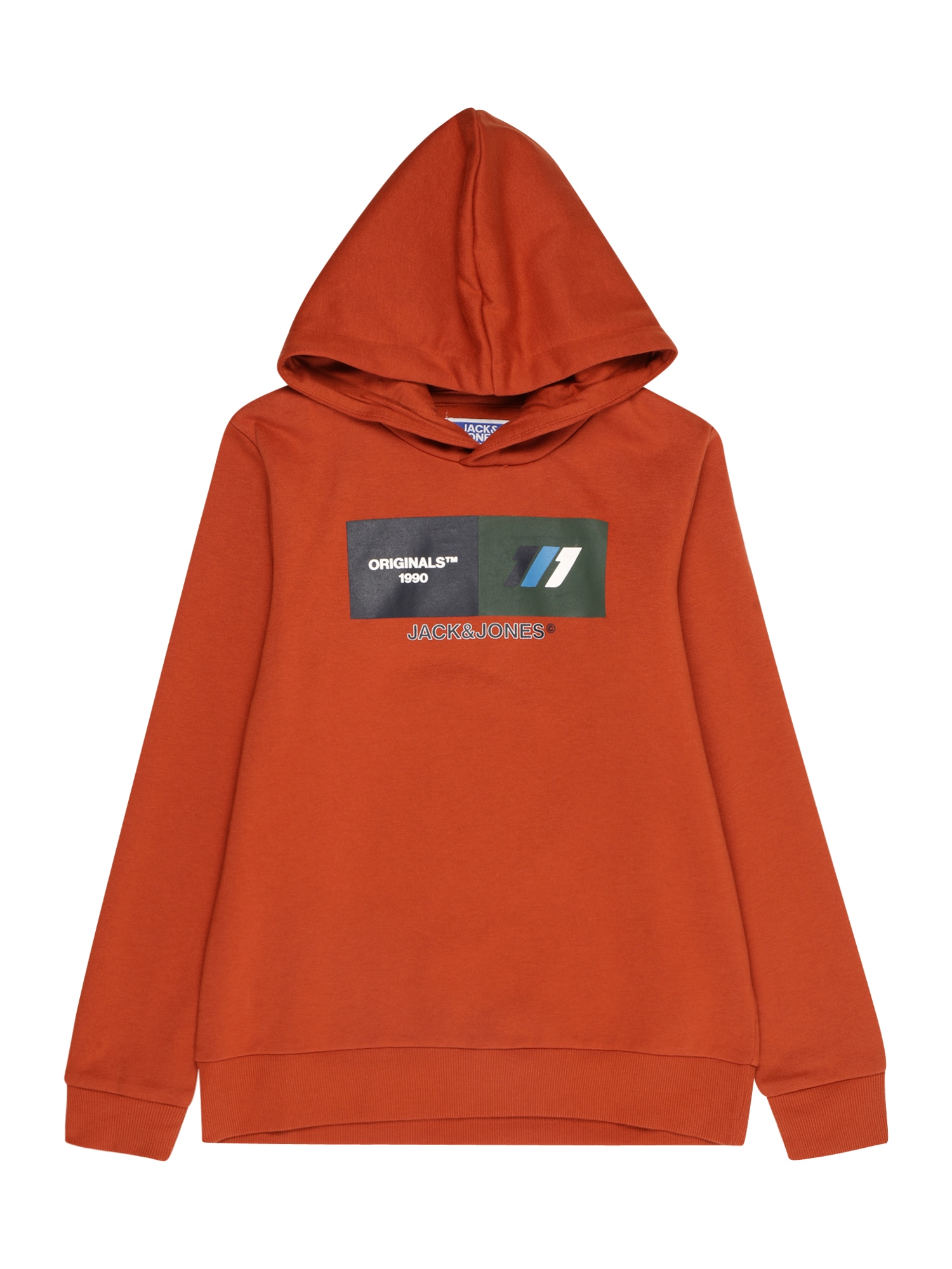 Jack & Jones Junior Majica 'NATE'  jelka / rjasto rdeča / črna / bela