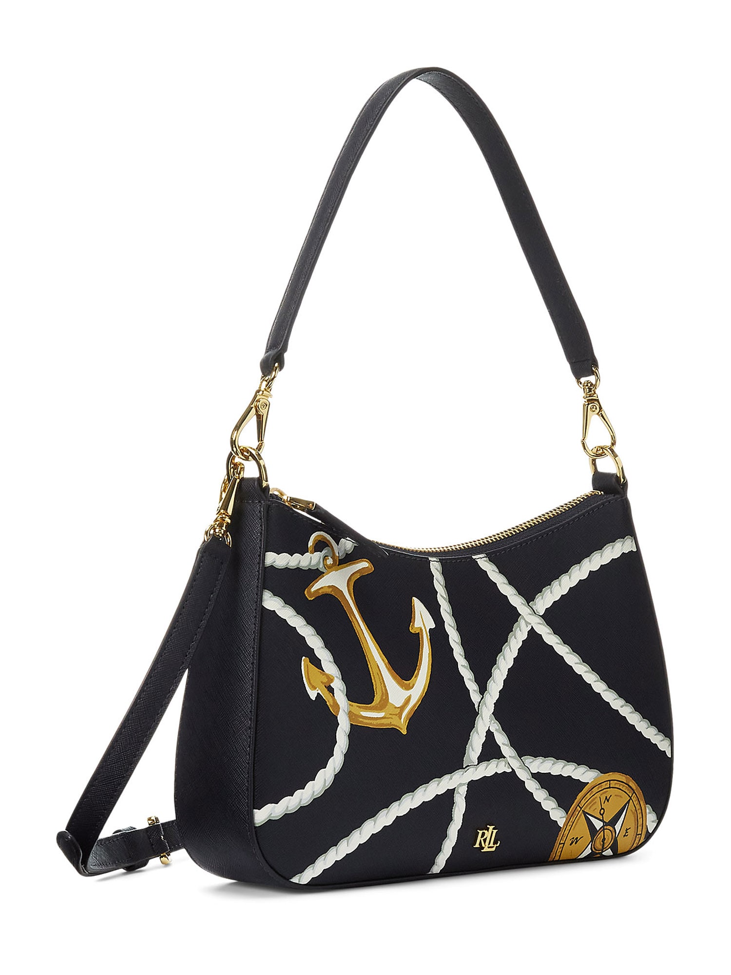 Lauren Ralph Lauren Torba za čez ramo 'DANNI'  mornarska / svetlo rjava / zlata / bela