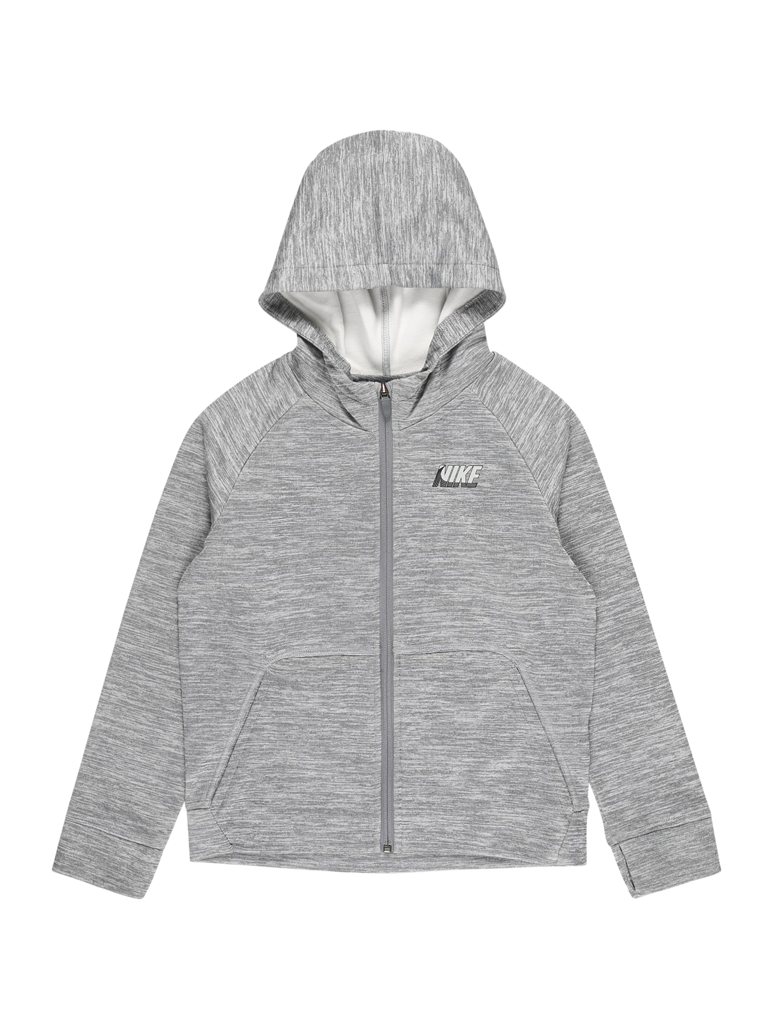 NIKE Športna jopa na zadrgo  pegasto siva / pegasto bela