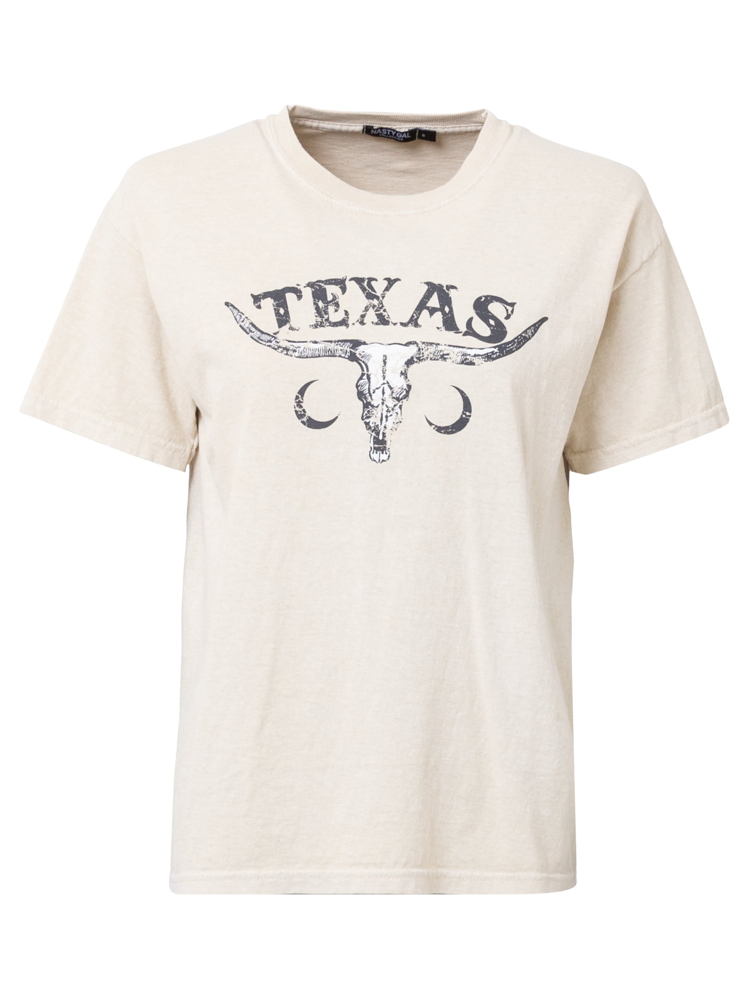 Nasty Gal Široka majica 'Texas'  bež / črna / bela