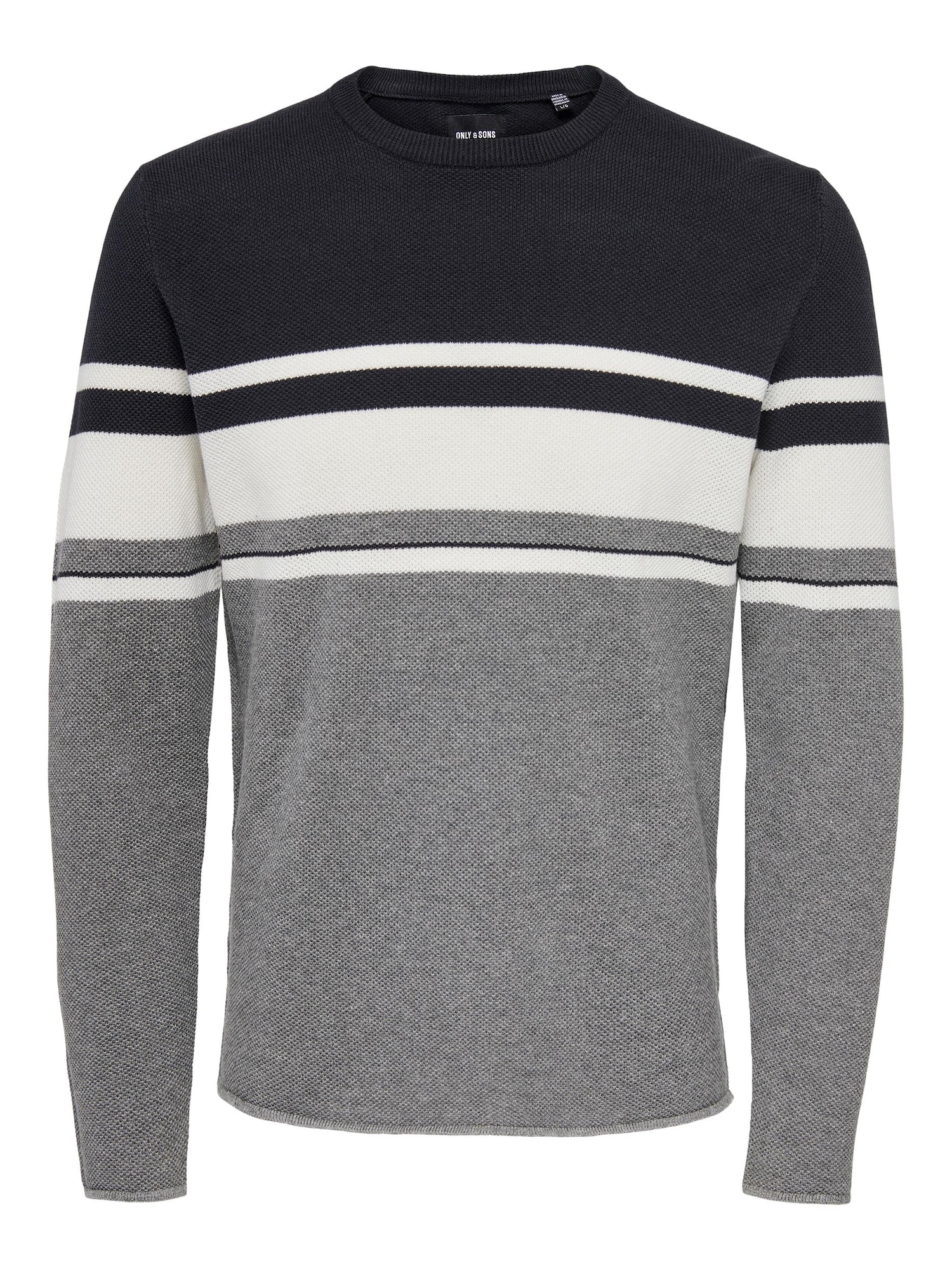 Only & Sons Pulover 'Niguel'  nočno modra / siva / bela