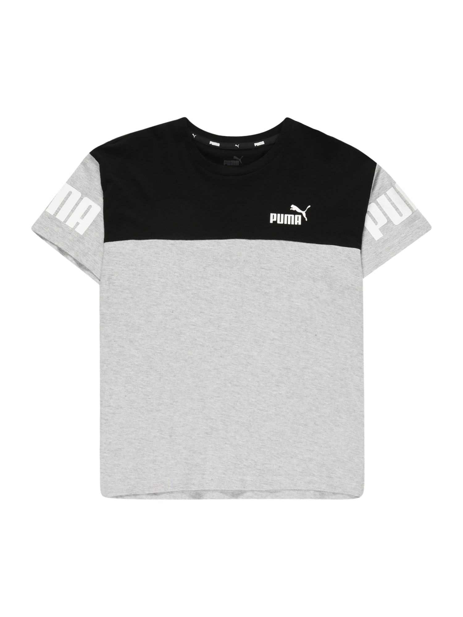 PUMA Majica  pegasto siva / črna / bela