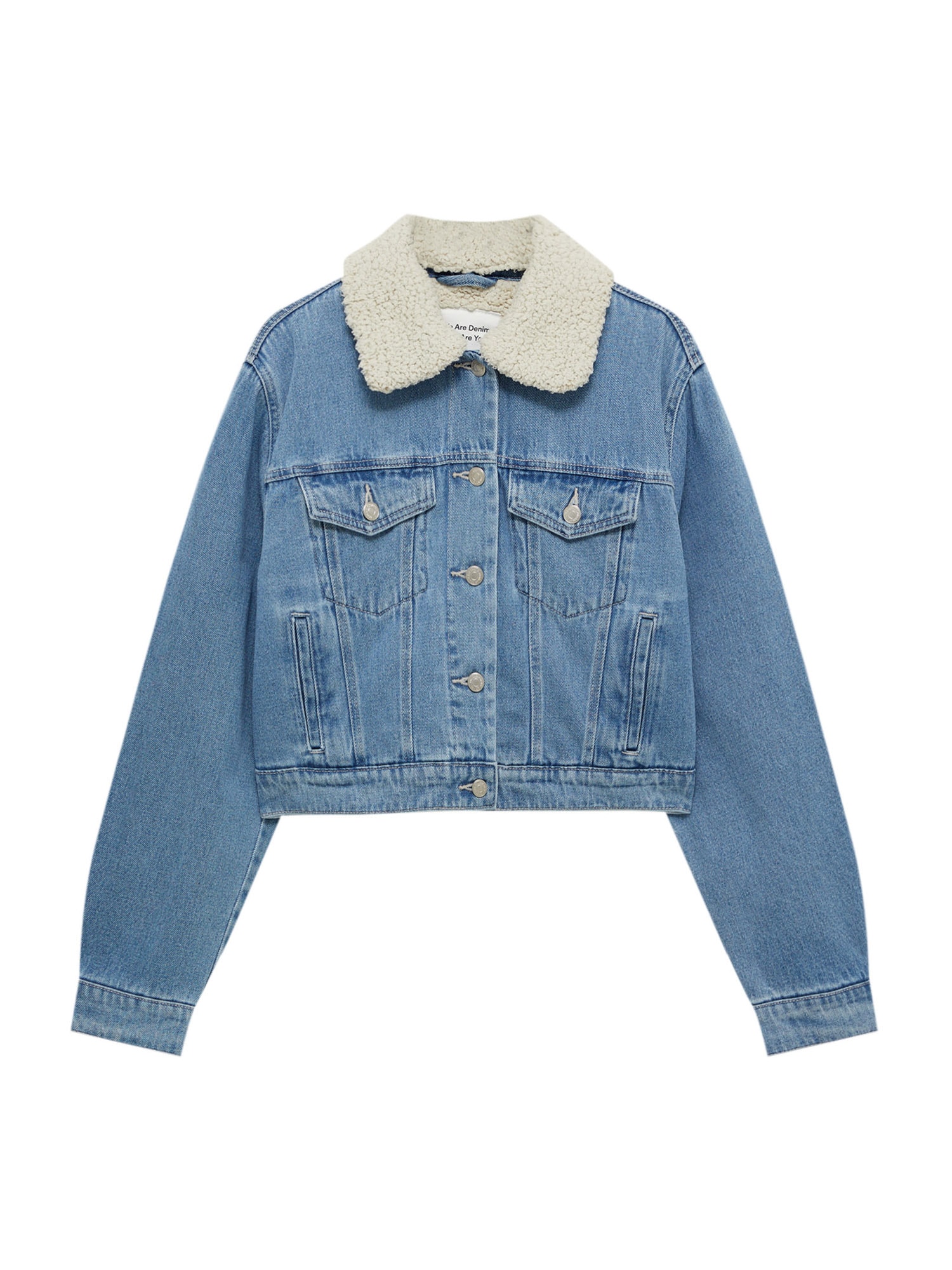 Pull&Bear Prehodna jakna  moder denim / volneno bela