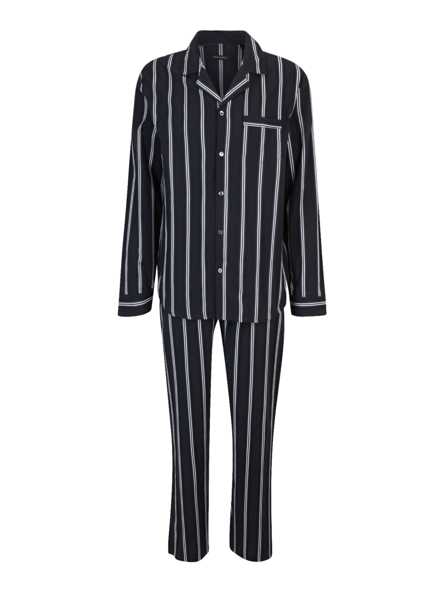 SCHIESSER Dolga pižama  nočno modra / off-bela