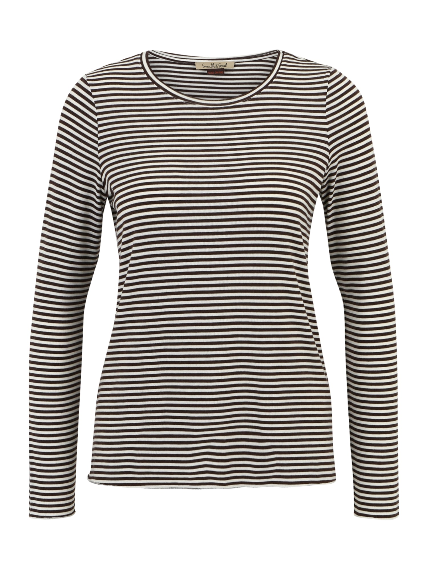 Smith&Soul Majica  temno rjava / bela