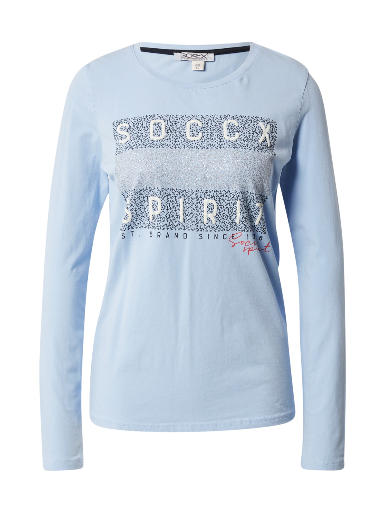 Soccx Majica  svetlo modra / pegasto siva / srebrna / bela
