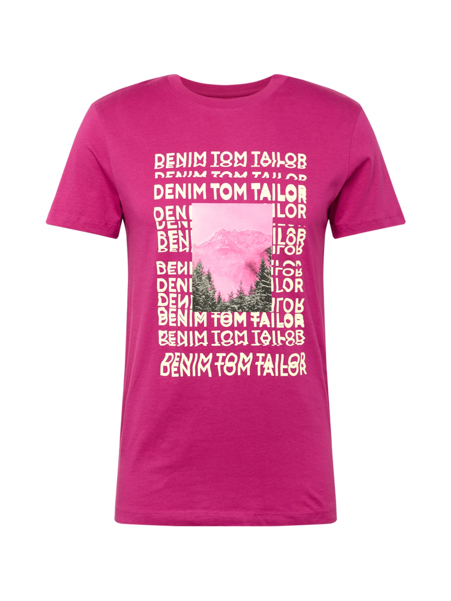 TOM TAILOR DENIM Majica  kremna / jelka / roza / magenta