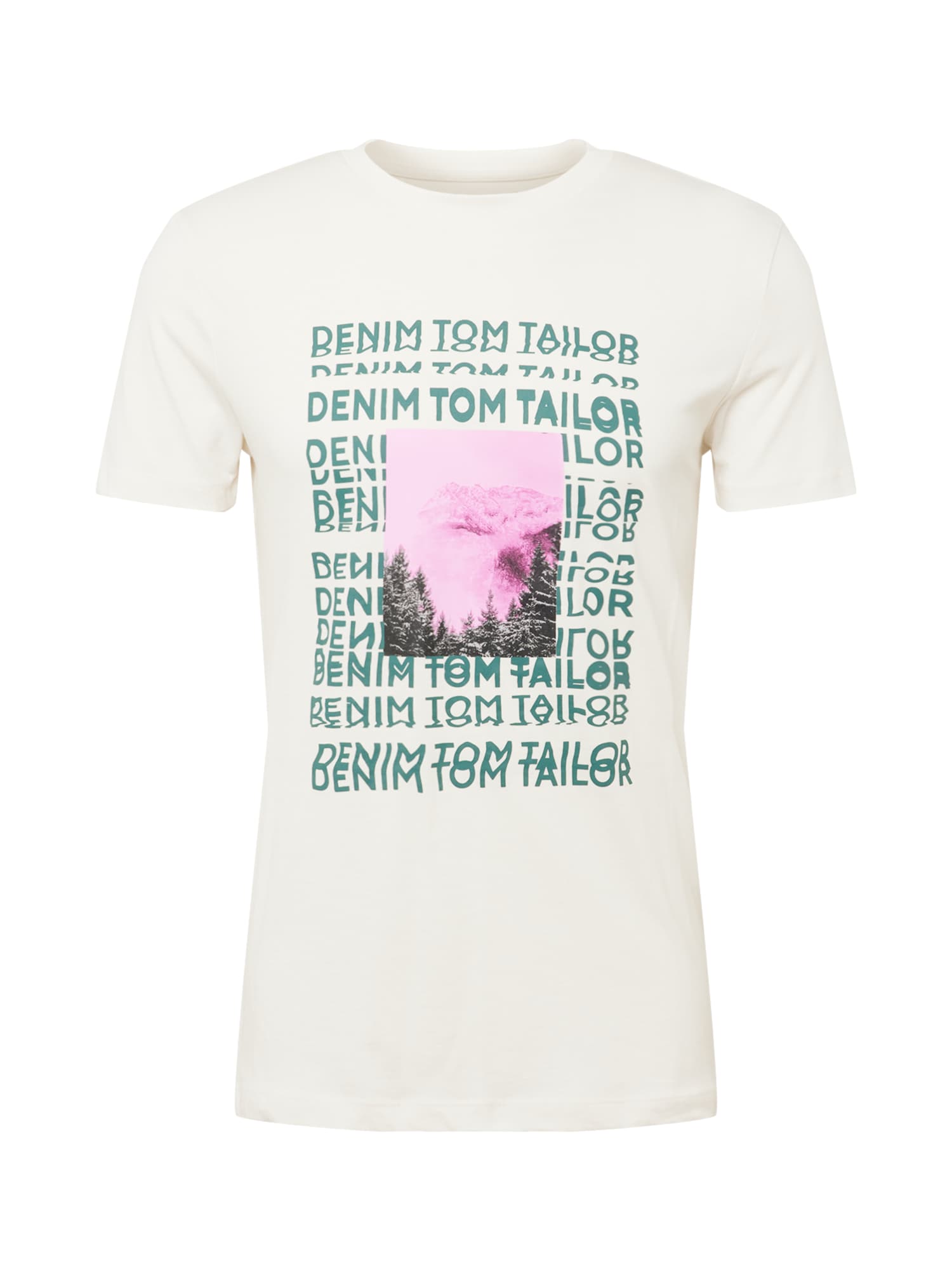 TOM TAILOR DENIM Majica  kremna / žad / eozin / črna