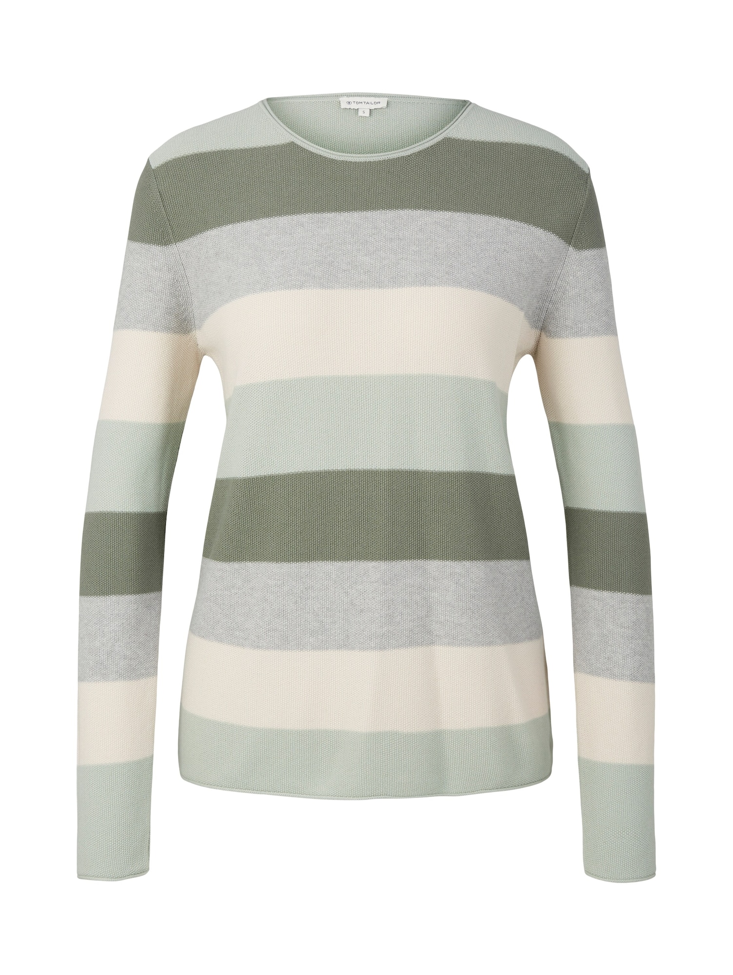 TOM TAILOR Pulover  kremna / zelena / temno zelena