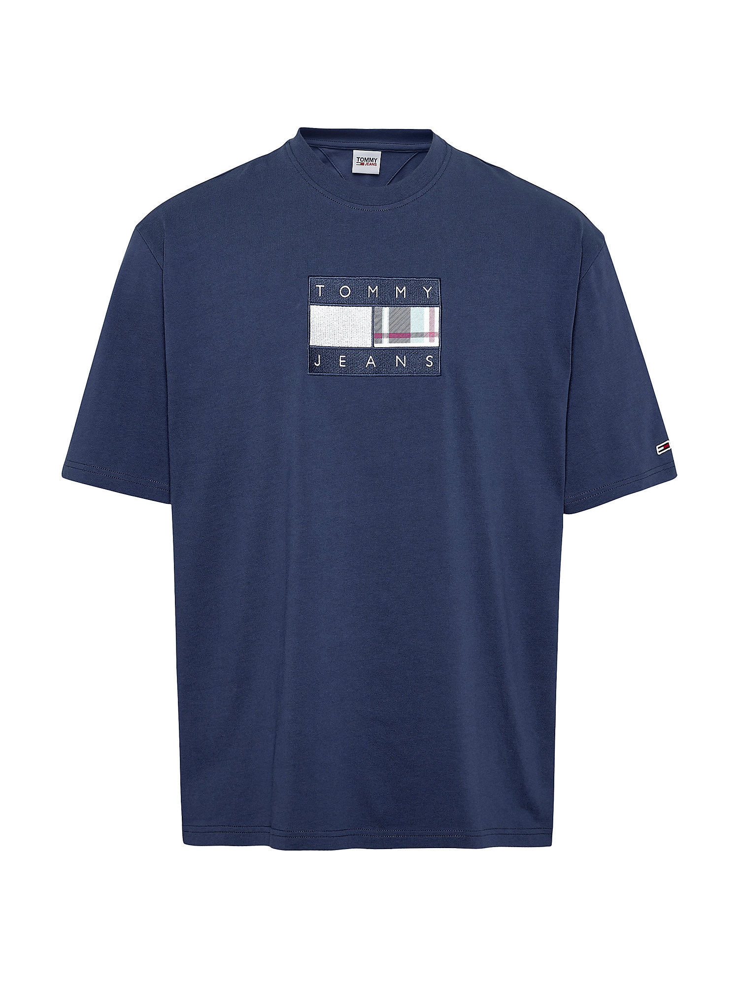 Tommy Jeans Majica 'Tartan'  mornarska / roza / bela