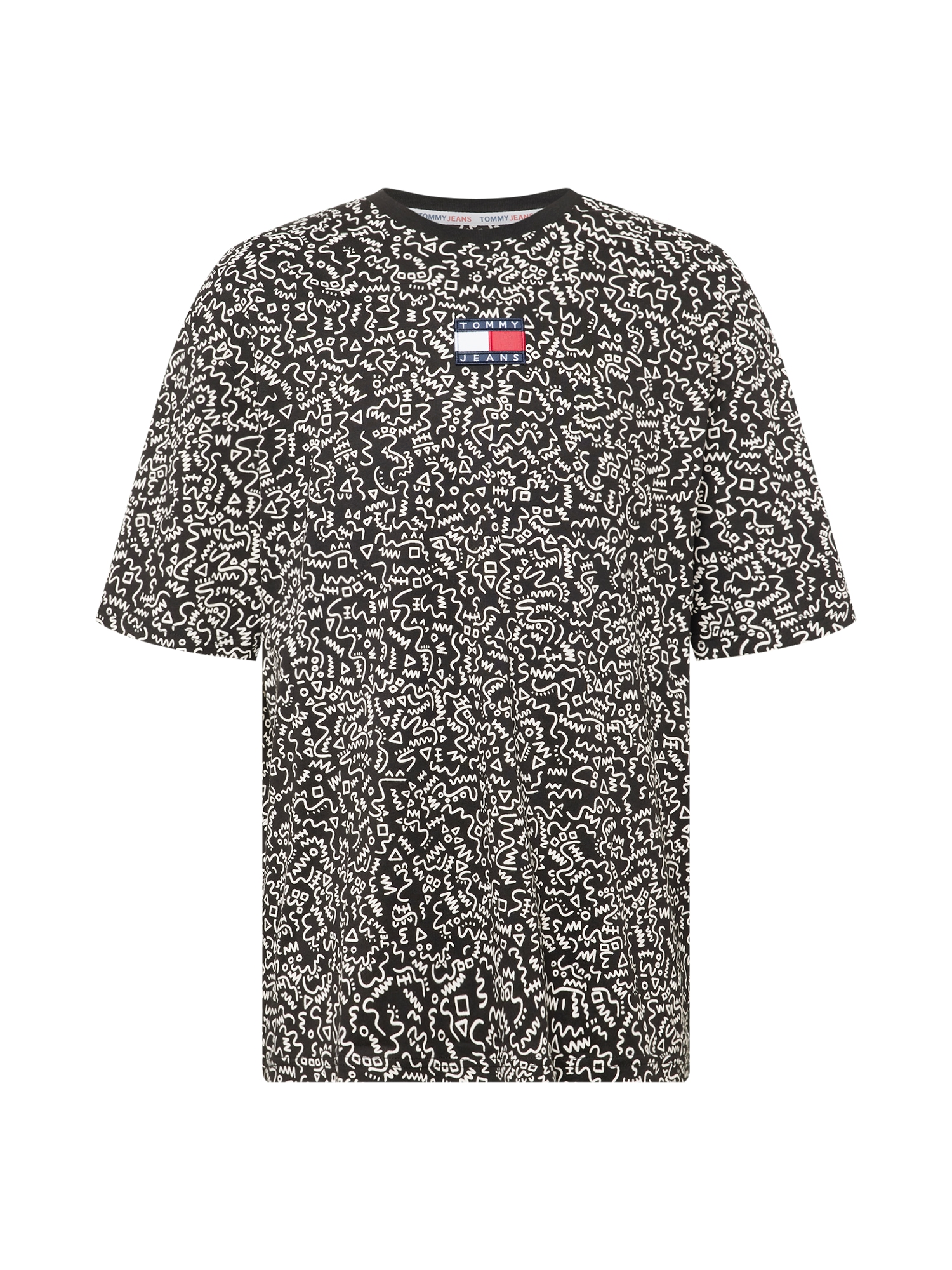 Tommy Jeans Majica  temno modra / živo rdeča / črna / bela