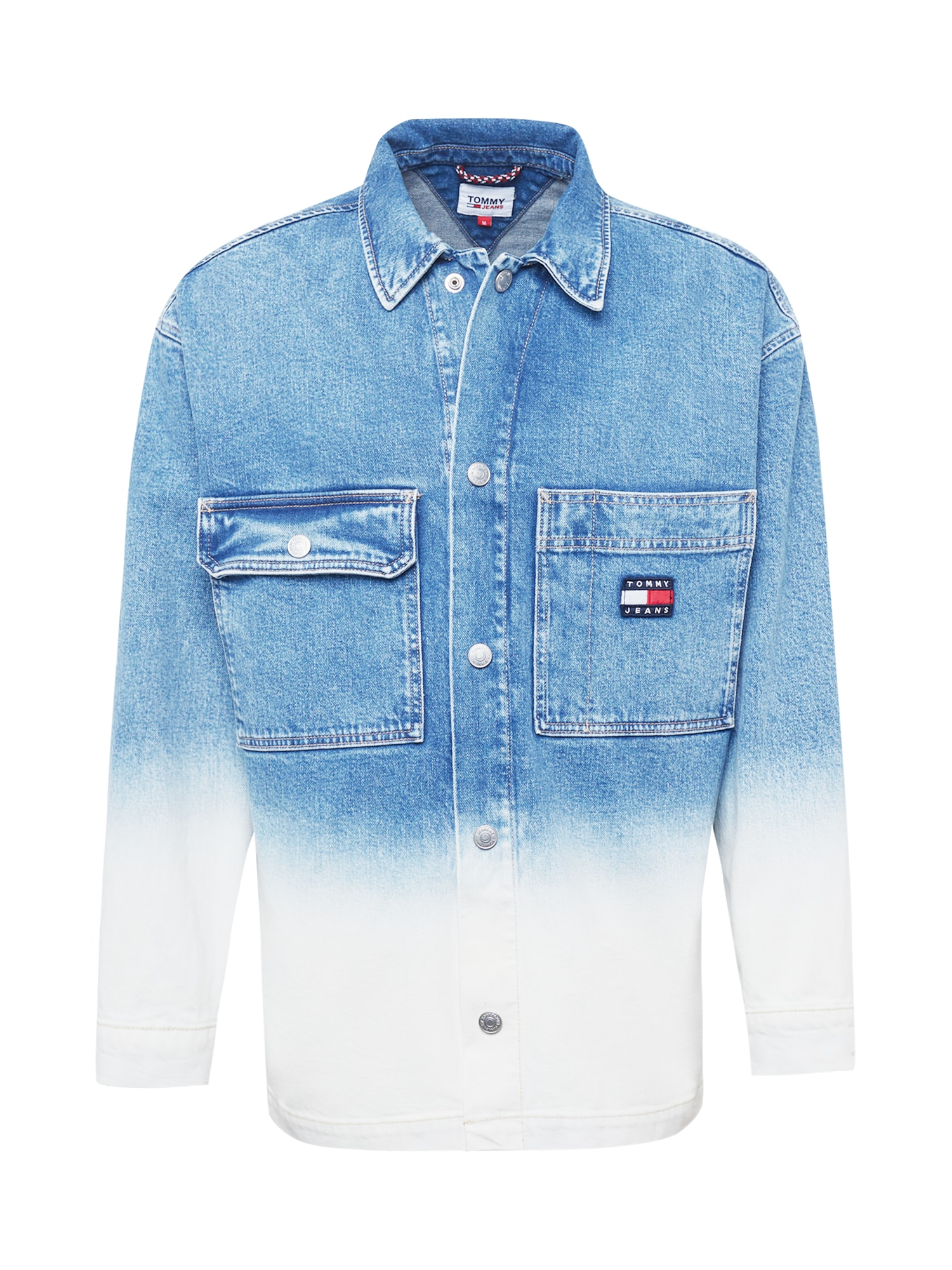 Tommy Jeans Prehodna jakna  mornarska / moder denim / rdeča / bela