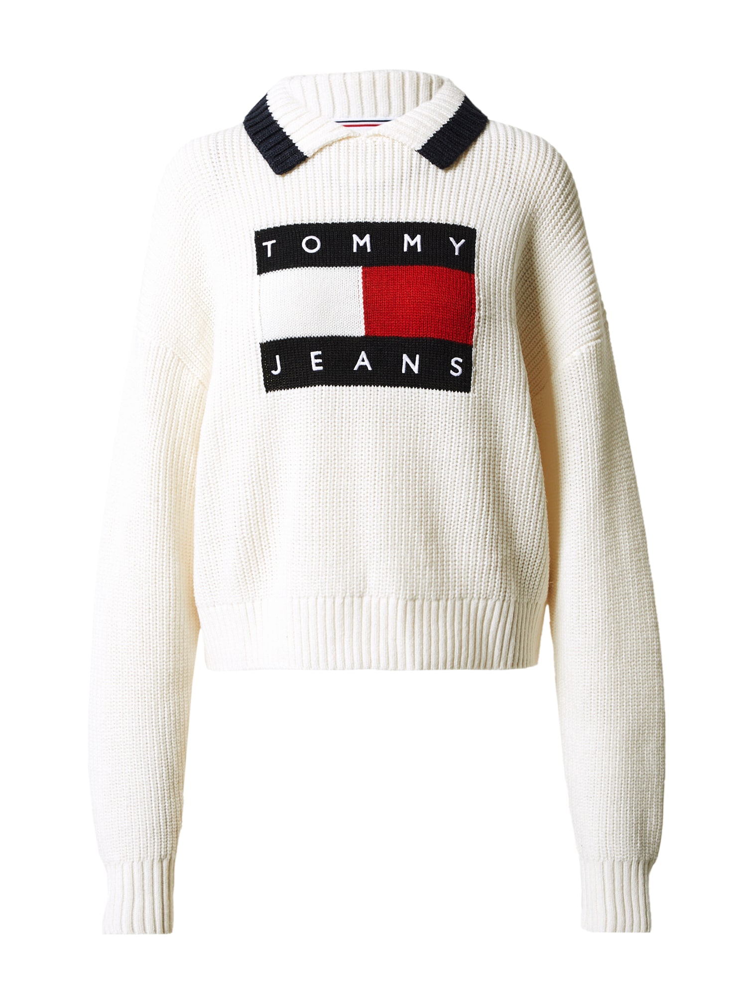 Tommy Jeans Pulover  mornarska / rdeča / bela