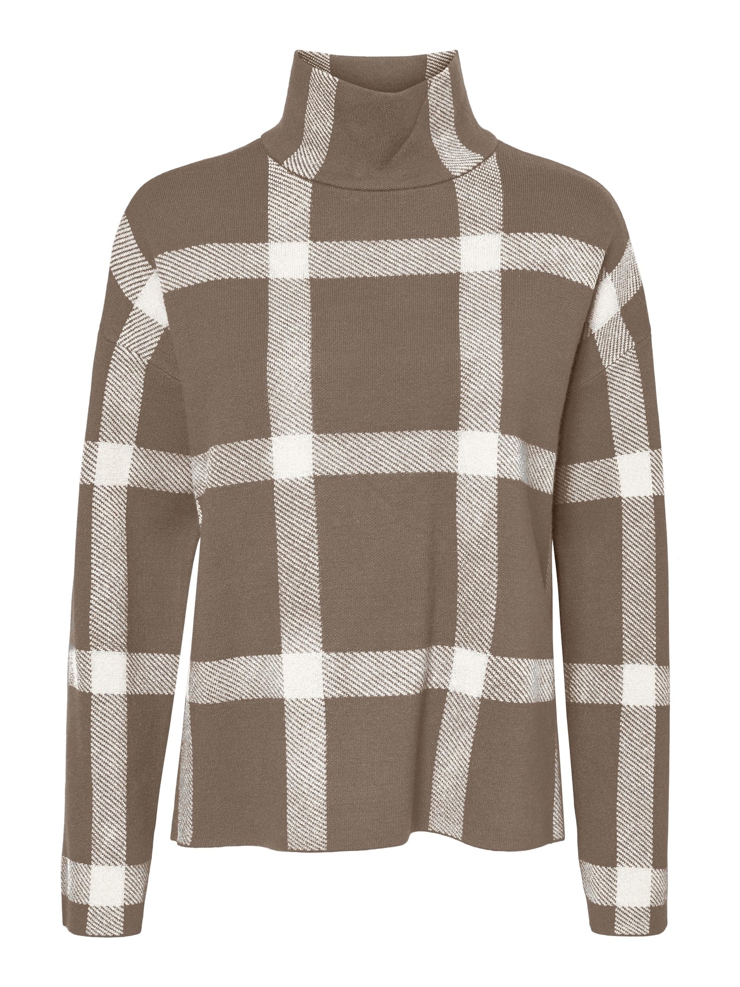 VERO MODA Pulover 'Saba'  sepija / bela