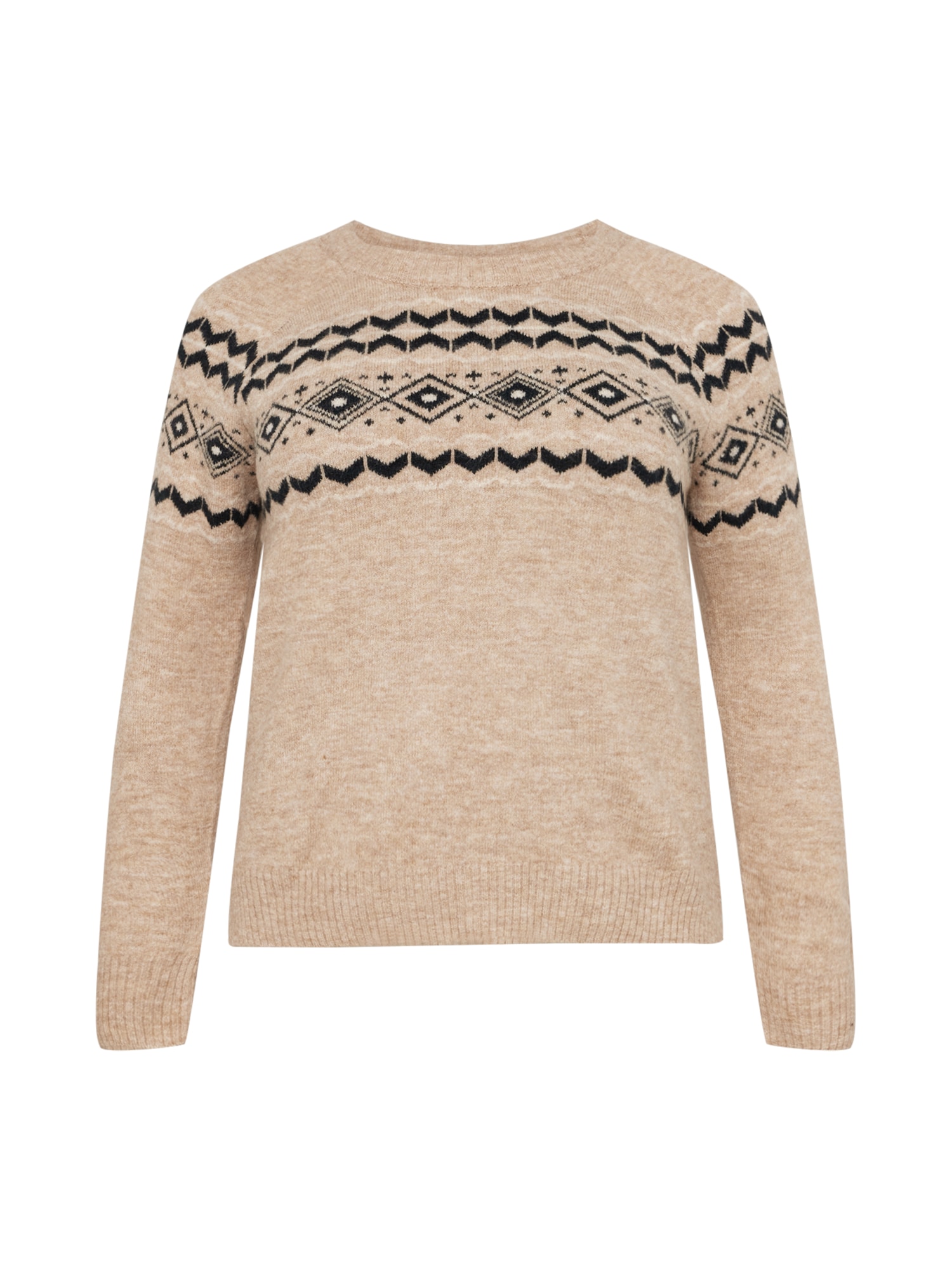 Vero Moda Curve Pulover 'FIFI FAIRISLE'  progasto bež / črna / bela