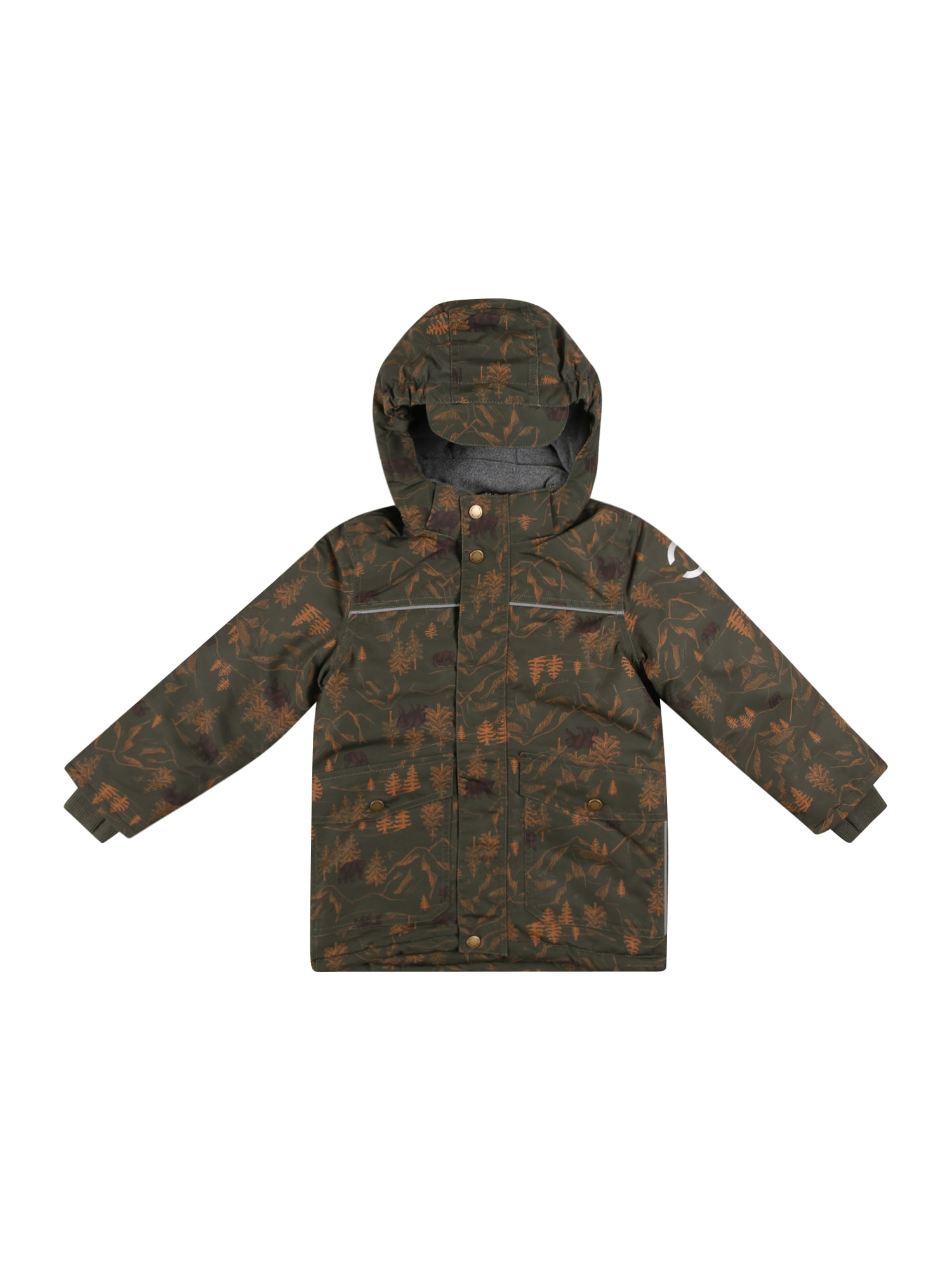 mikk-line Zimska jakna  temno rjava / kaki / oranžna