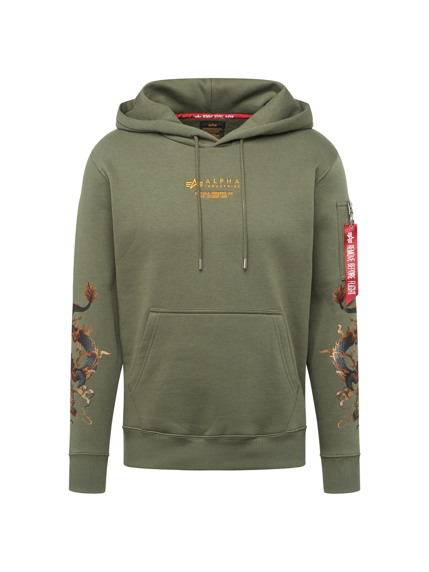 ALPHA INDUSTRIES Majica 'Dragon'  rumena / temno siva / oliva / rdeča