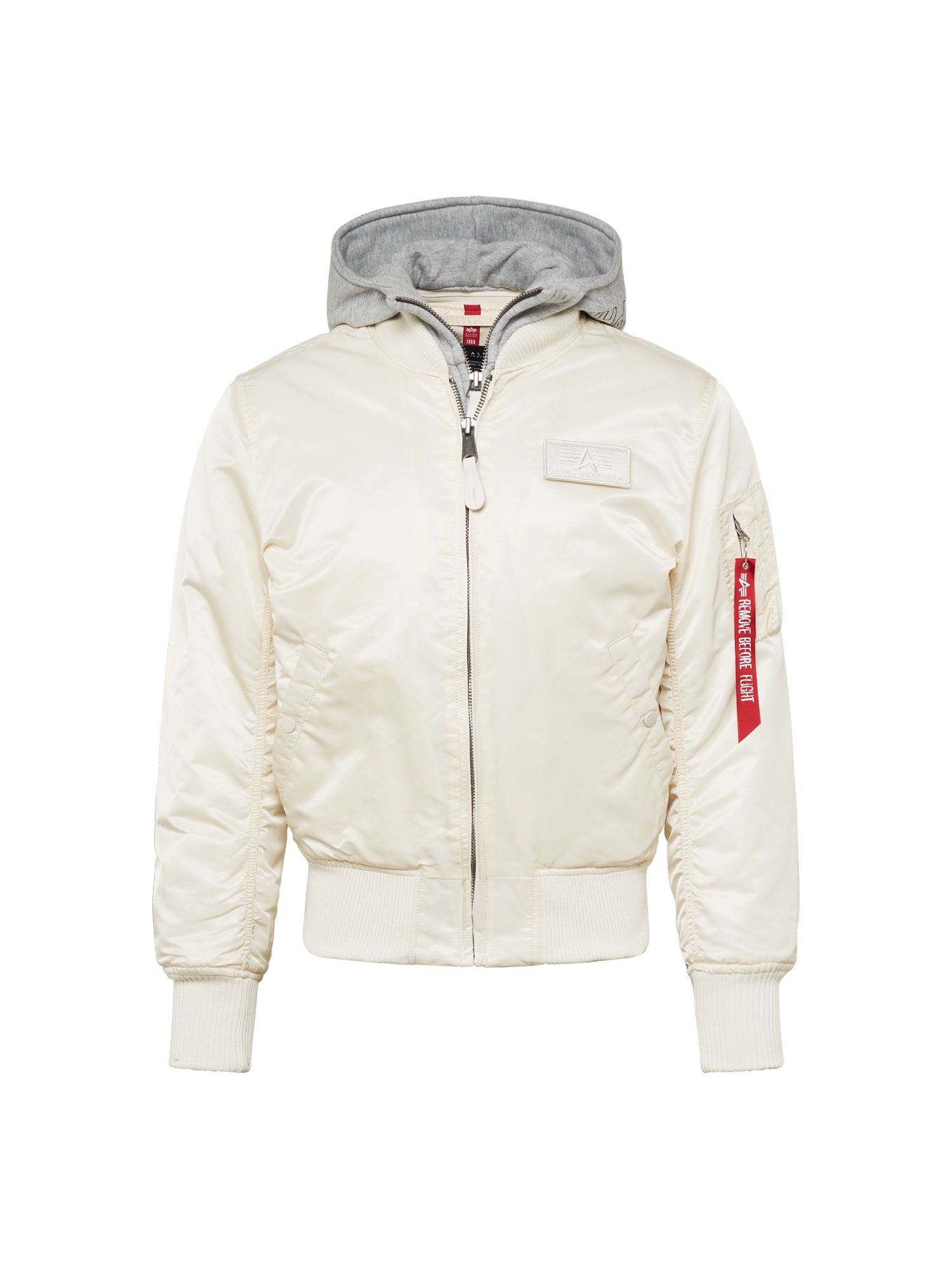 ALPHA INDUSTRIES Prehodna jakna  pegasto siva / rdeča / bela