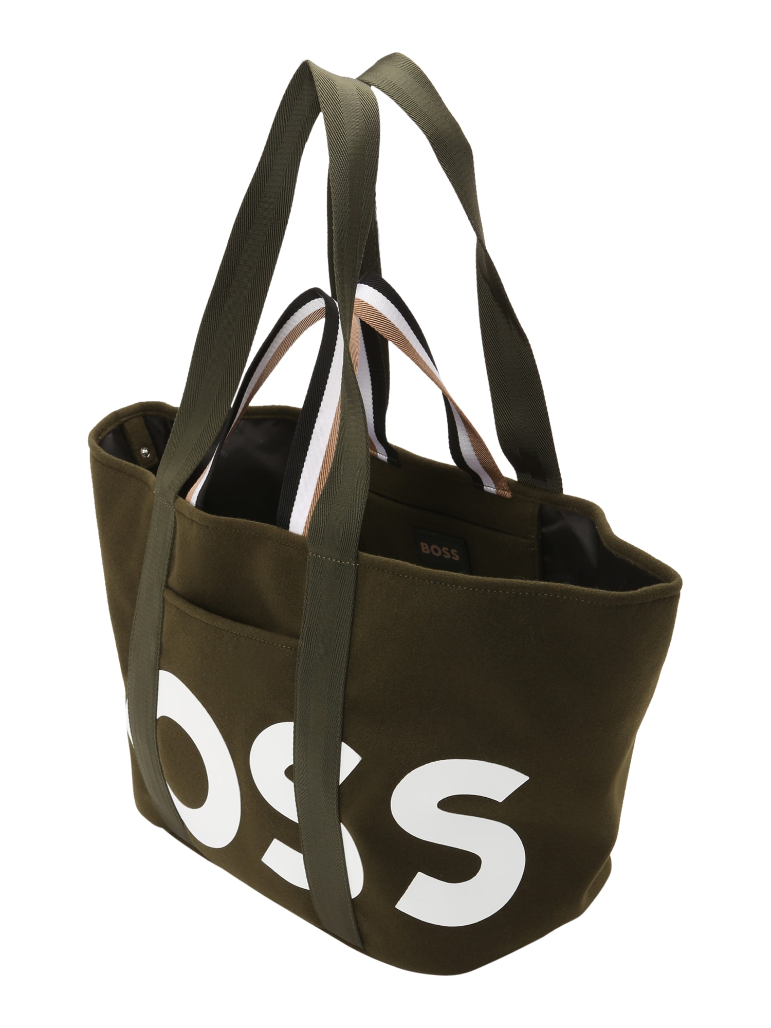 BOSS Black Nakupovalna torba 'Fabric synthetic fiber'  bež / temno zelena / črna / bela