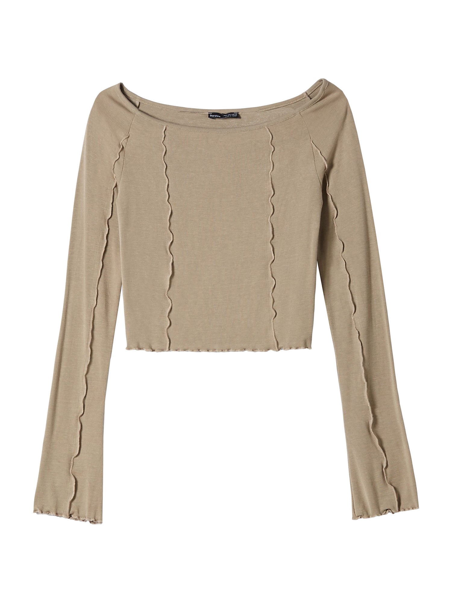 Bershka Majica  temno bež