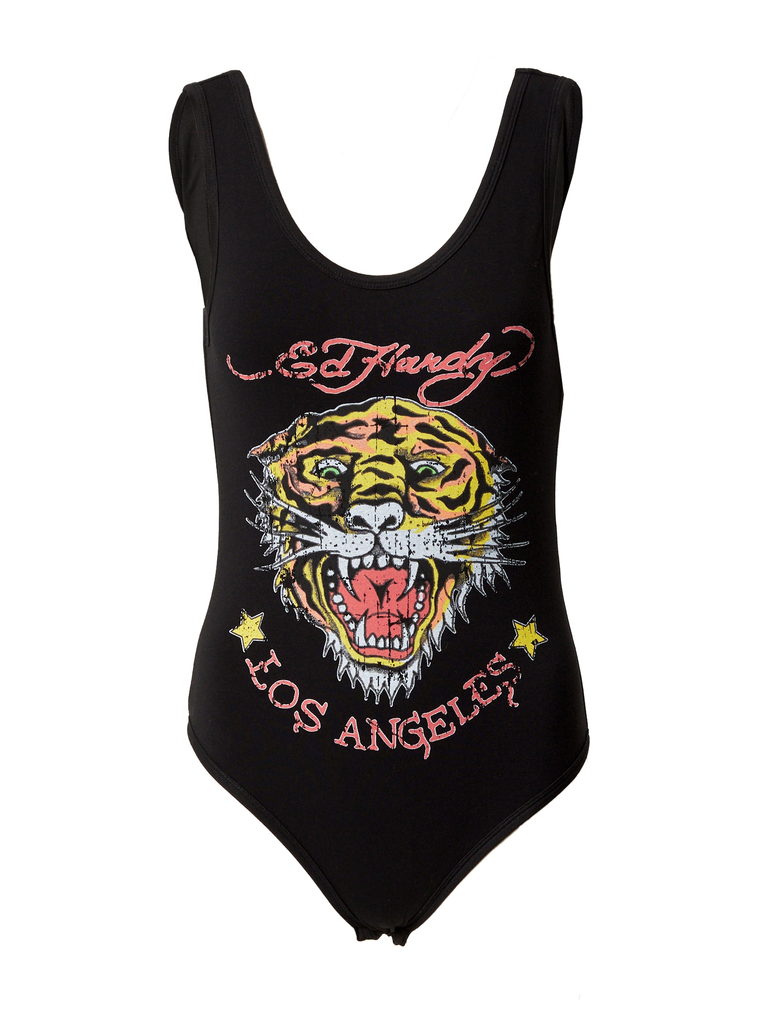 Ed Hardy Bodi majica 'LA Tiger Roar'  rumena / roza / črna / bela