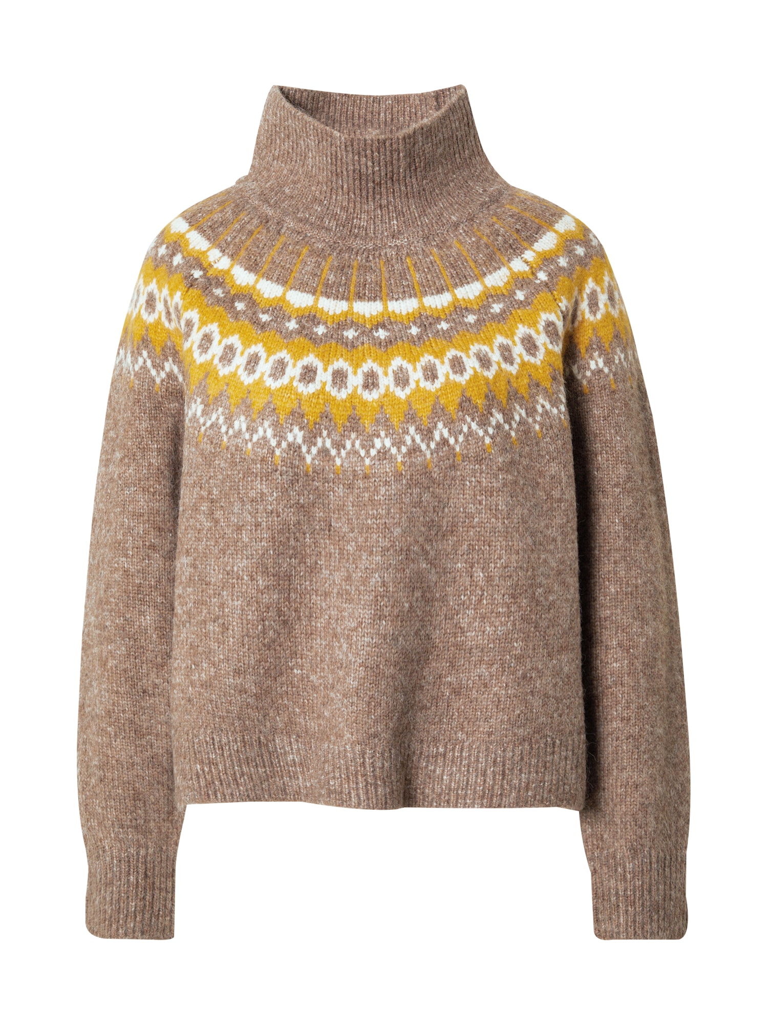 GAP Pulover 'BRUSHED FAIRISLE'  pikčasto rjava / rumena / bela