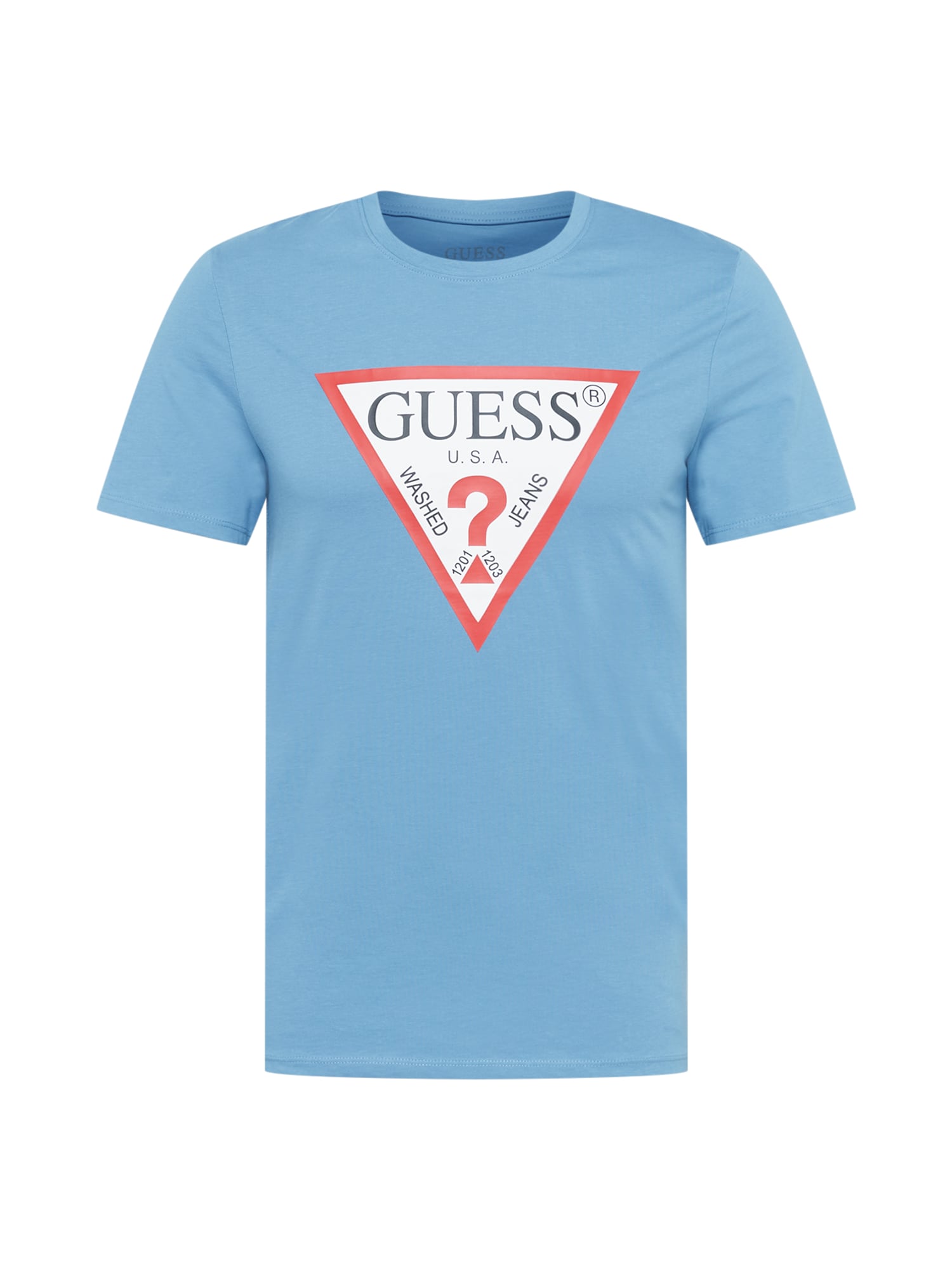 GUESS Majica  svetlo modra / svetlo rdeča / črna / bela