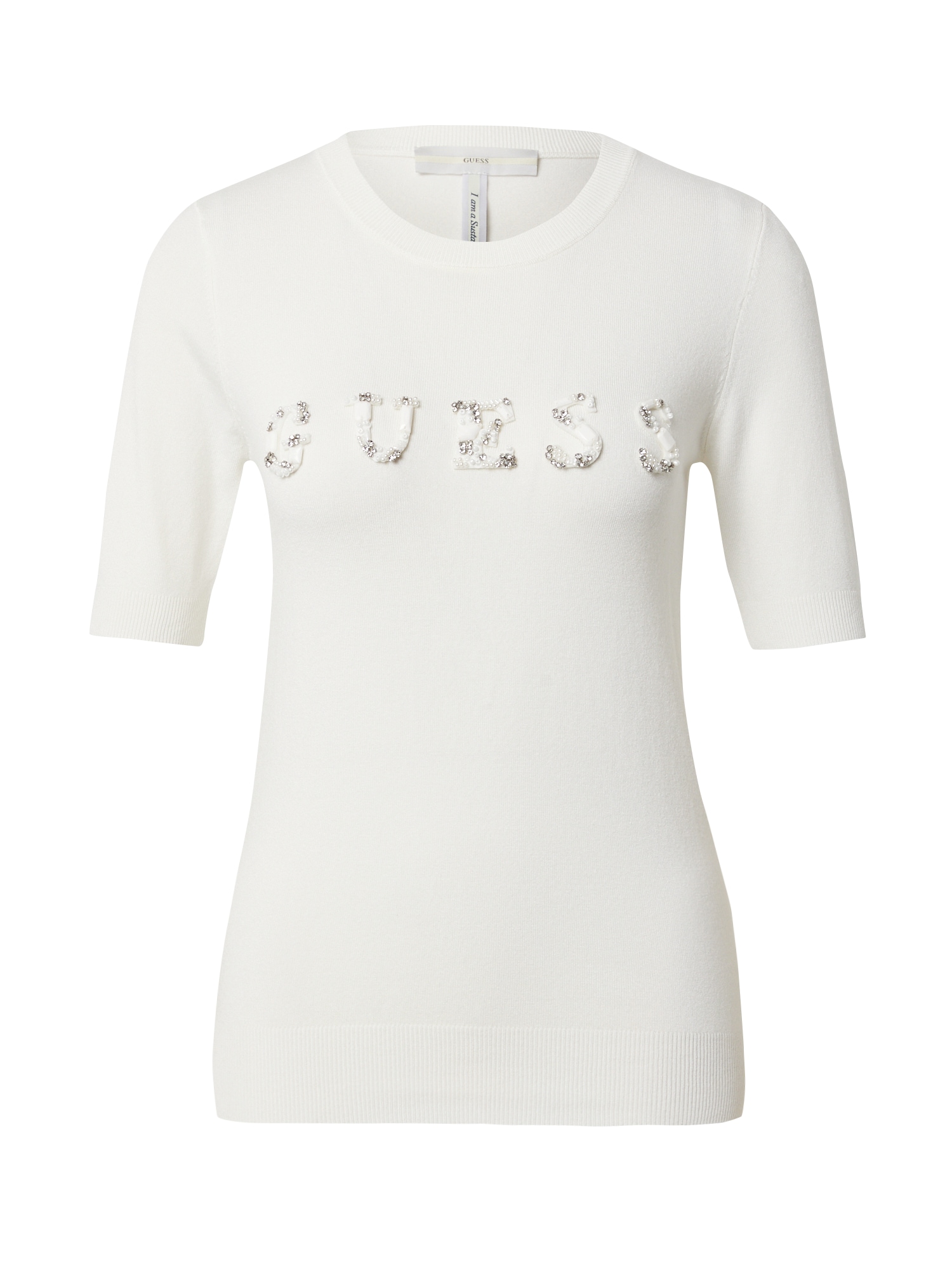 GUESS Pulover 'CHANTAL'  kremna / srebrna / transparentna
