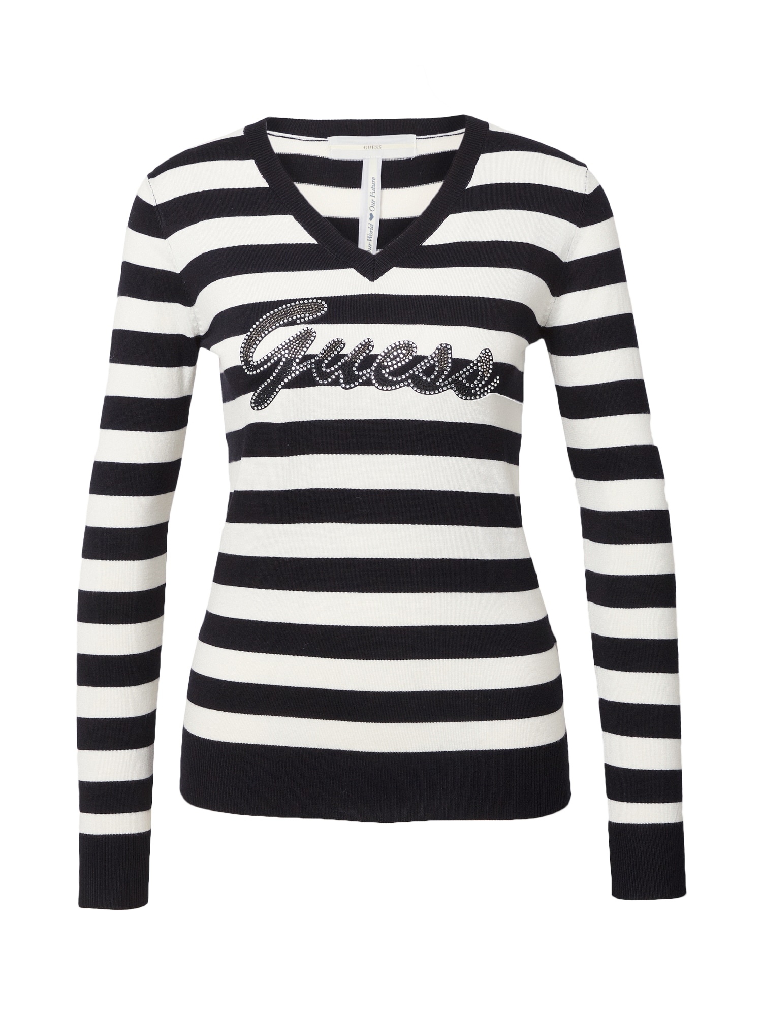 GUESS Pulover 'PASCALE'  črna / bela