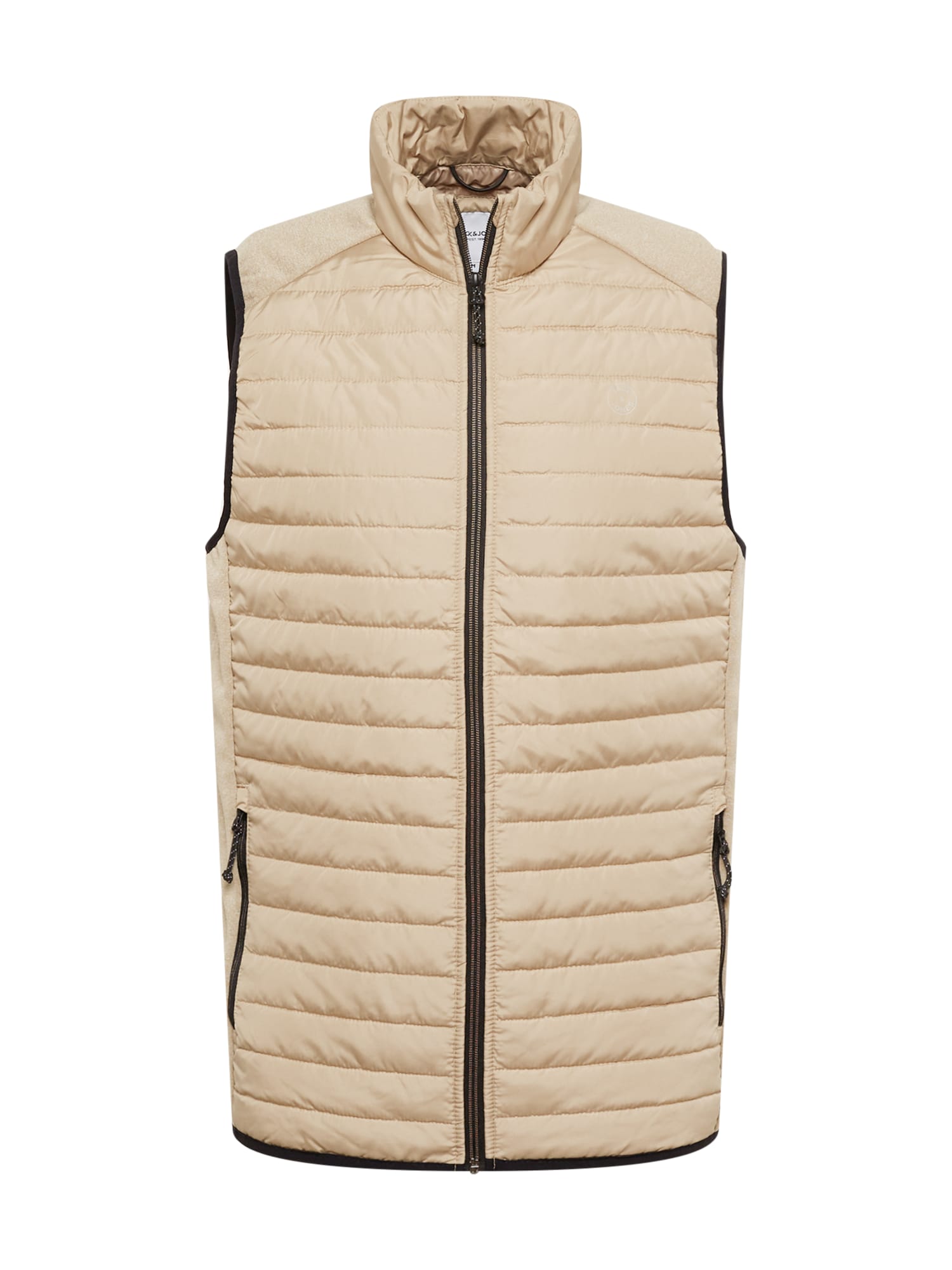 JACK & JONES Brezrokavnik  temno bež / črna