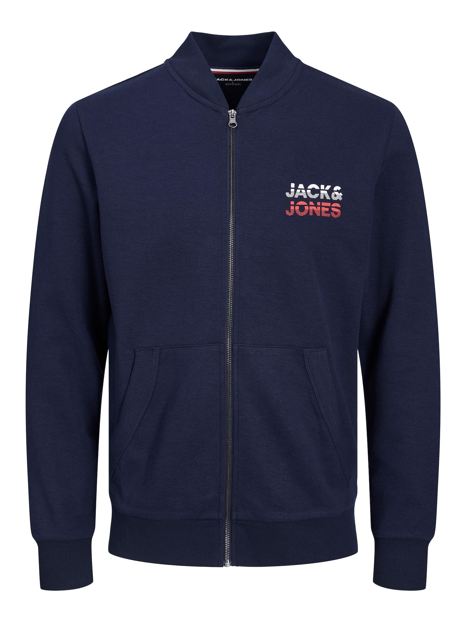 JACK & JONES Jopa na zadrgo 'Atlas'  mornarska / rdeča / bela