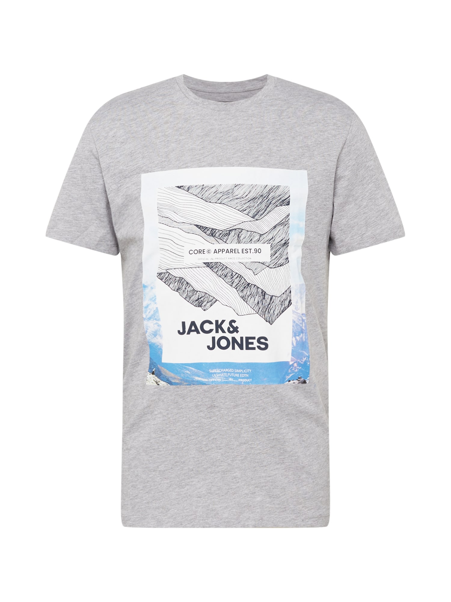 JACK & JONES Majica 'BOOSTER'  svetlo modra / svetlo siva / črna / bela