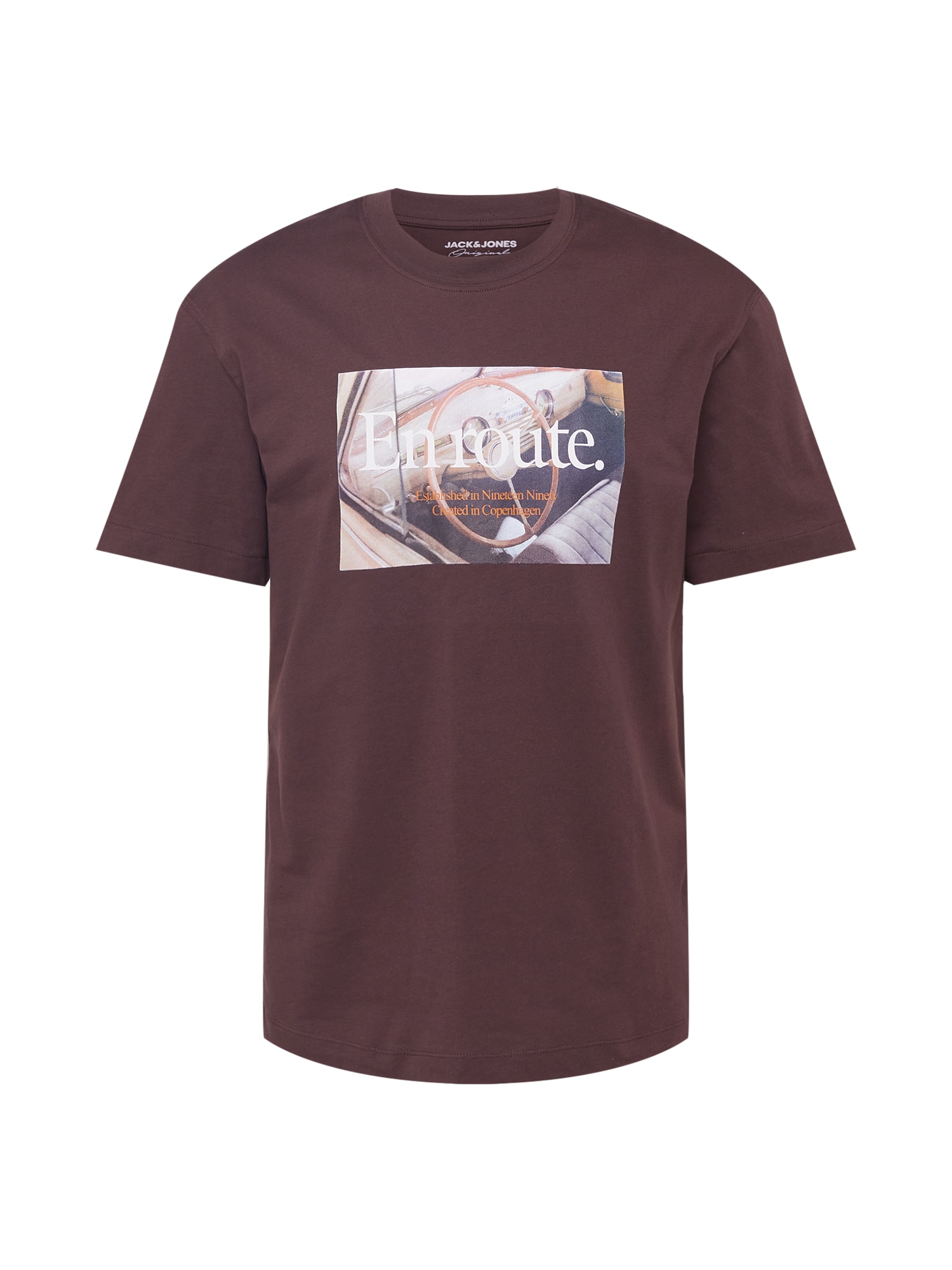 JACK & JONES Majica 'HARLOW'  bež / temno rjava / oranžna / bela