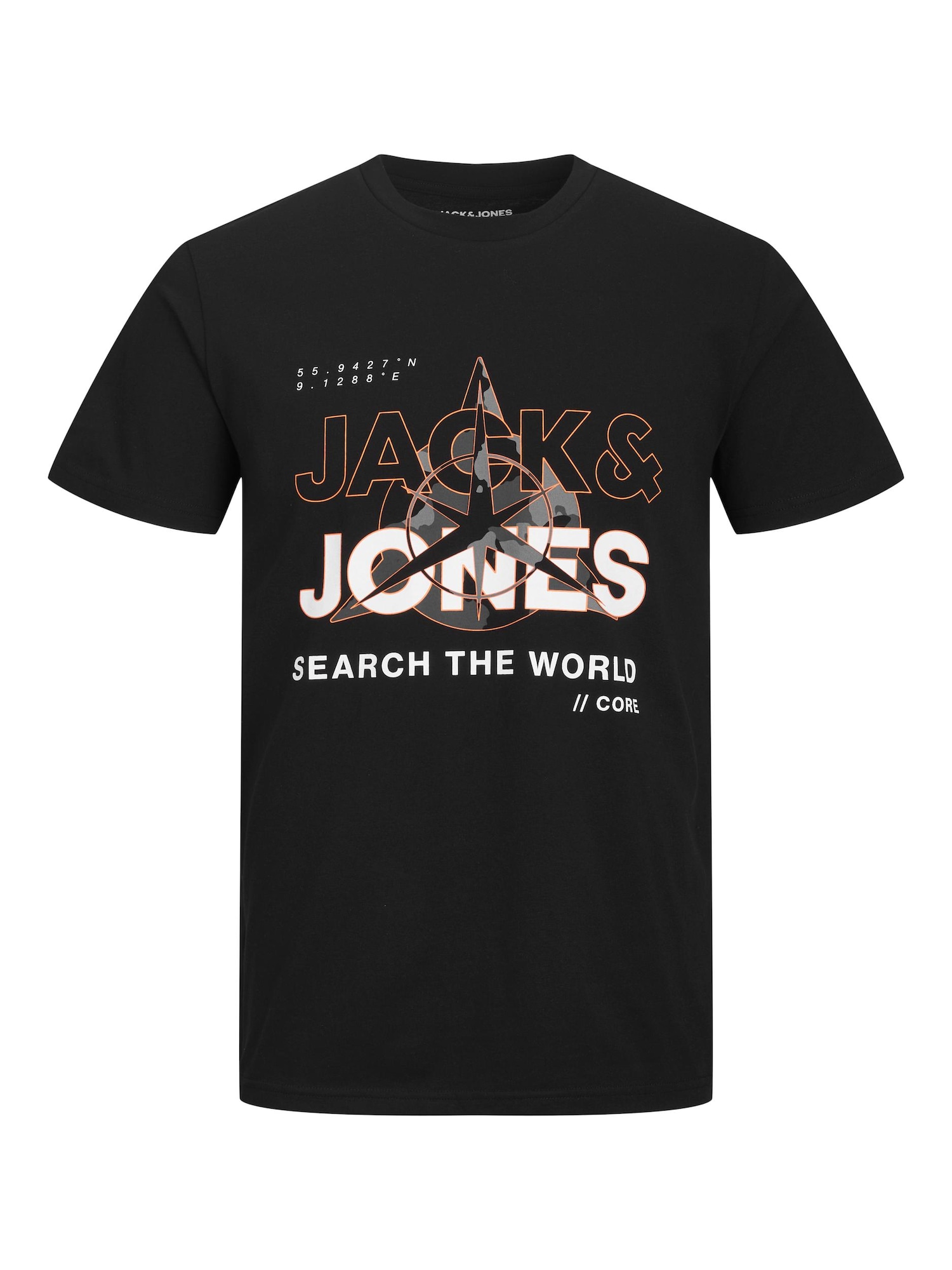 JACK & JONES Majica 'Hunt'  konjak / siva / črna / bela