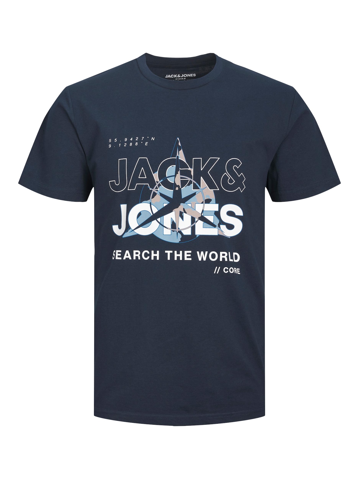 JACK & JONES Majica 'Hunt'  modra / mornarska / siva / bela