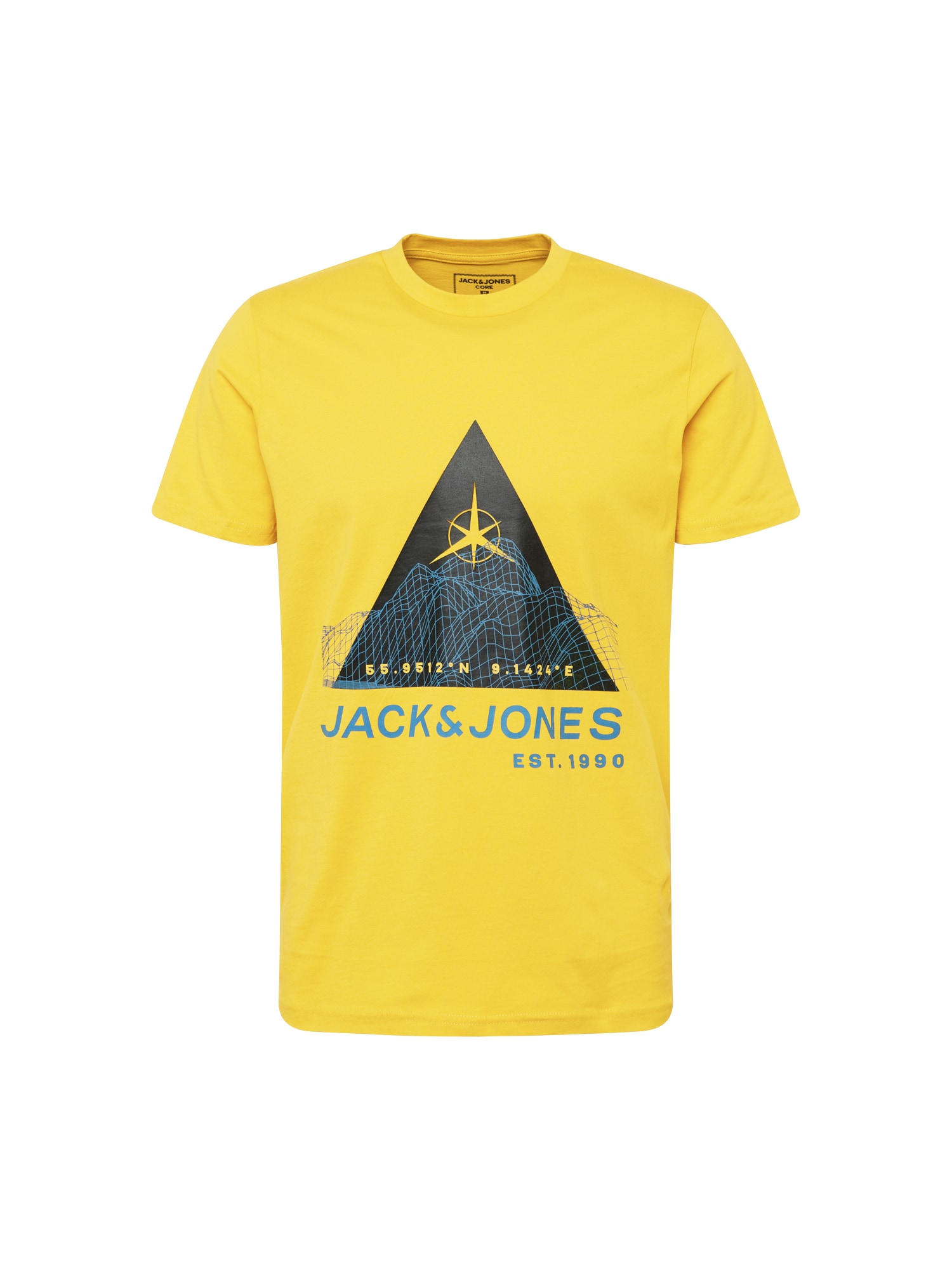 JACK & JONES Majica 'MAPPING'  modra / rumena / črna