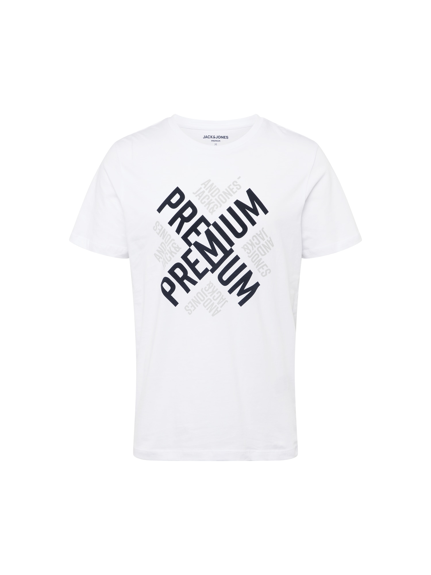 JACK & JONES Majica  svetlo siva / črna / bela