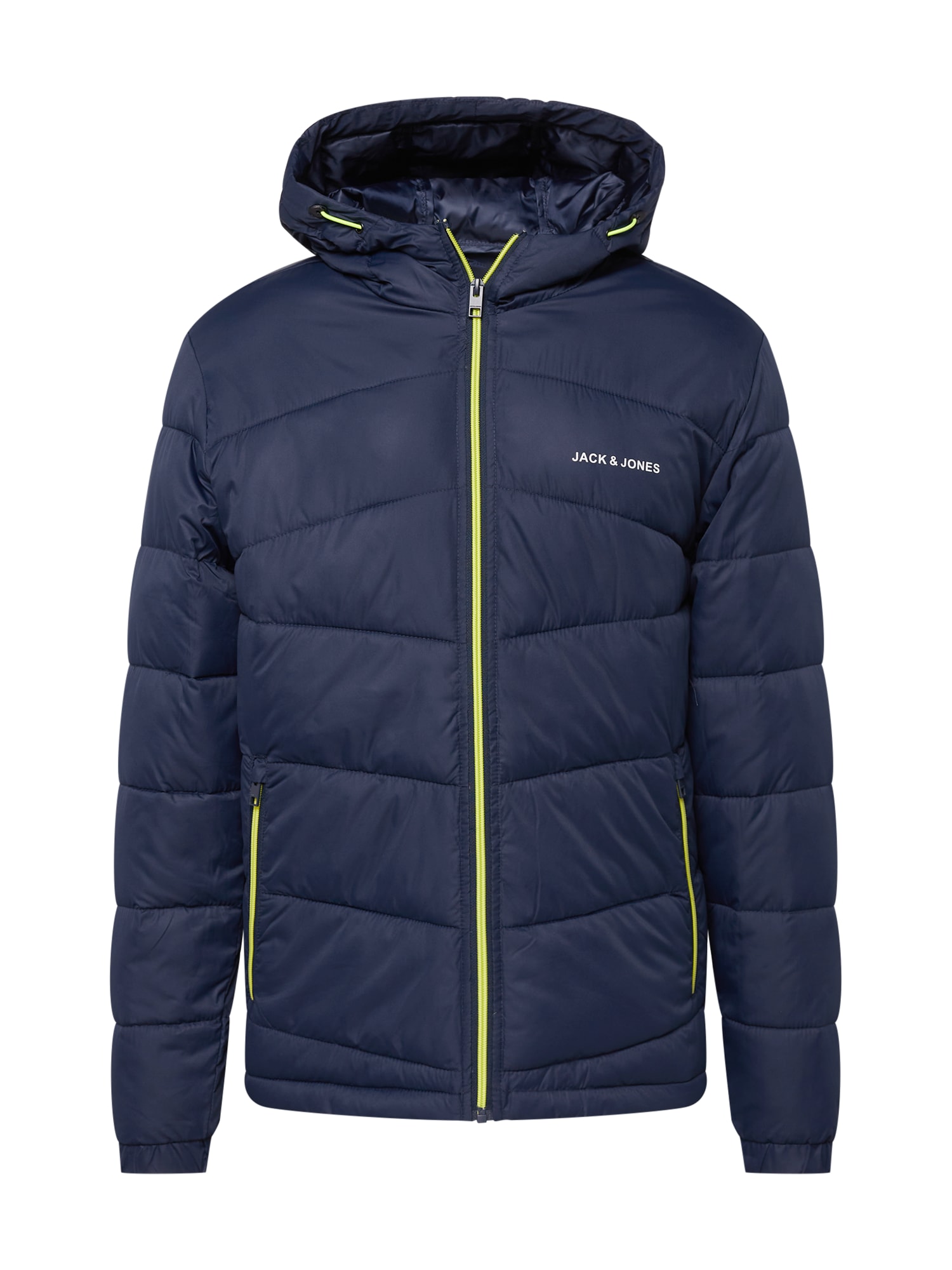 JACK & JONES Prehodna jakna 'GLOBUS'  mornarska / neonsko zelena / bela