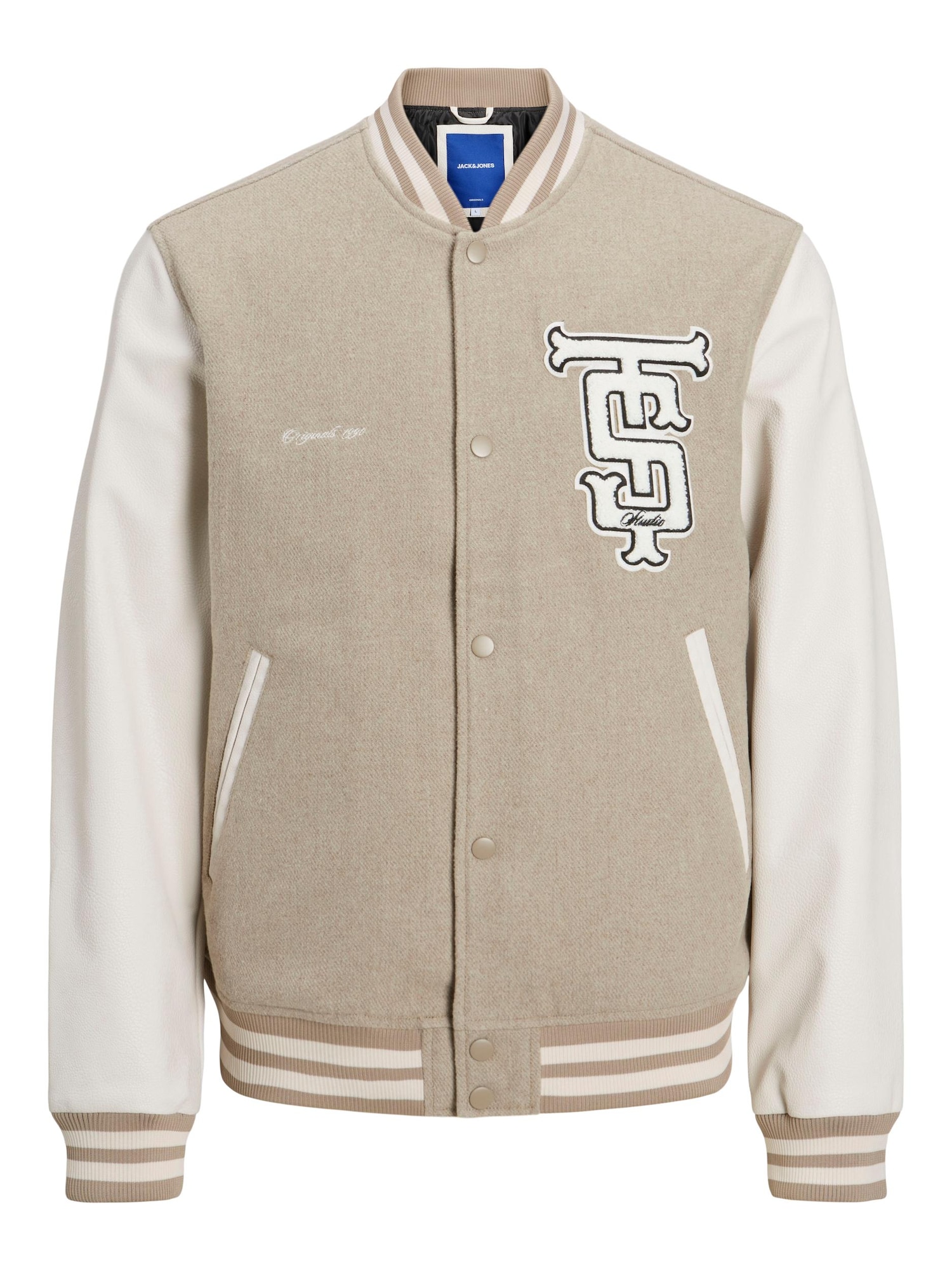 JACK & JONES Prehodna jakna  chamois / črna / bela