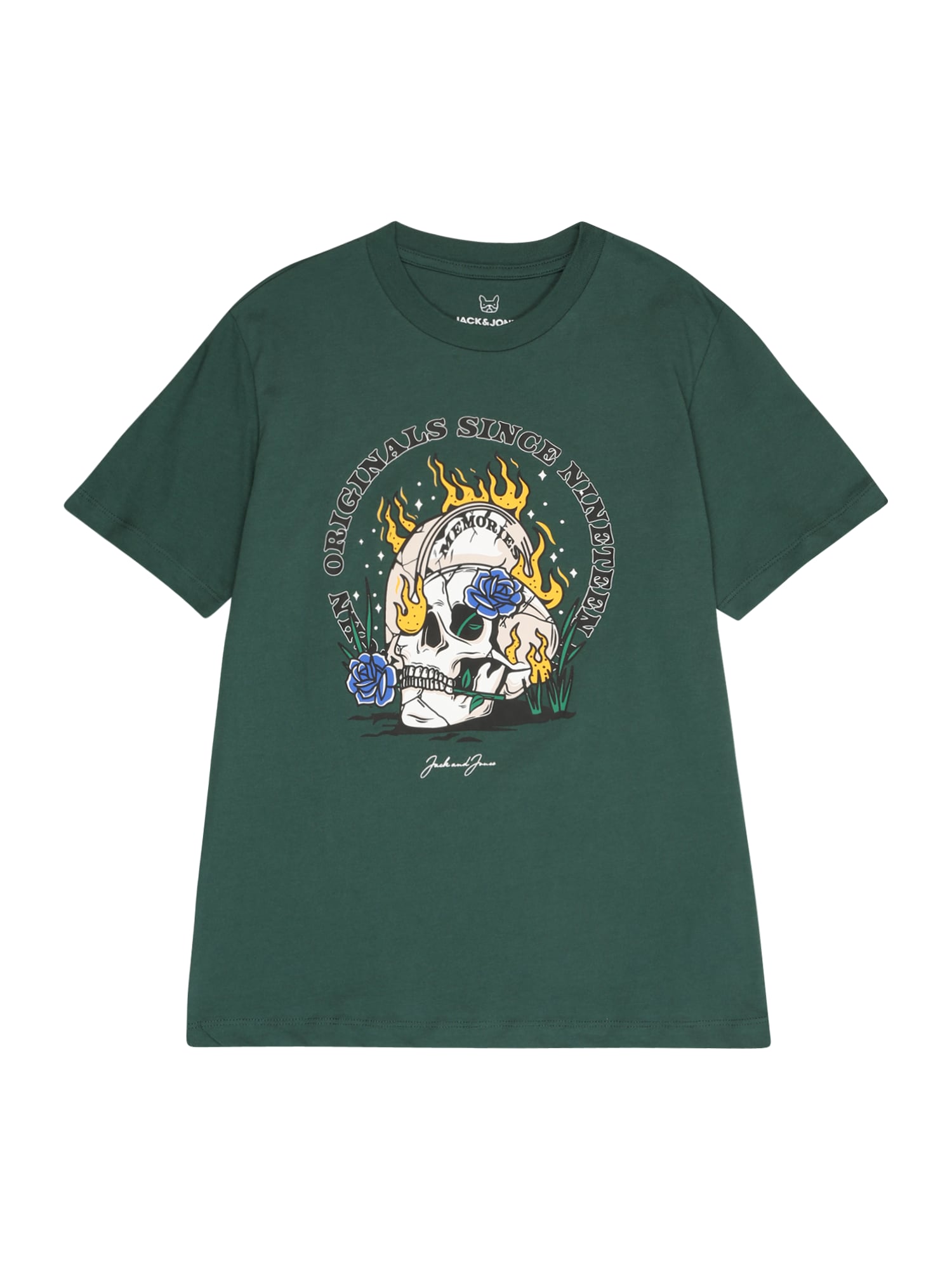 Jack & Jones Junior Majica 'GRIN'  temno zelena / mešane barve