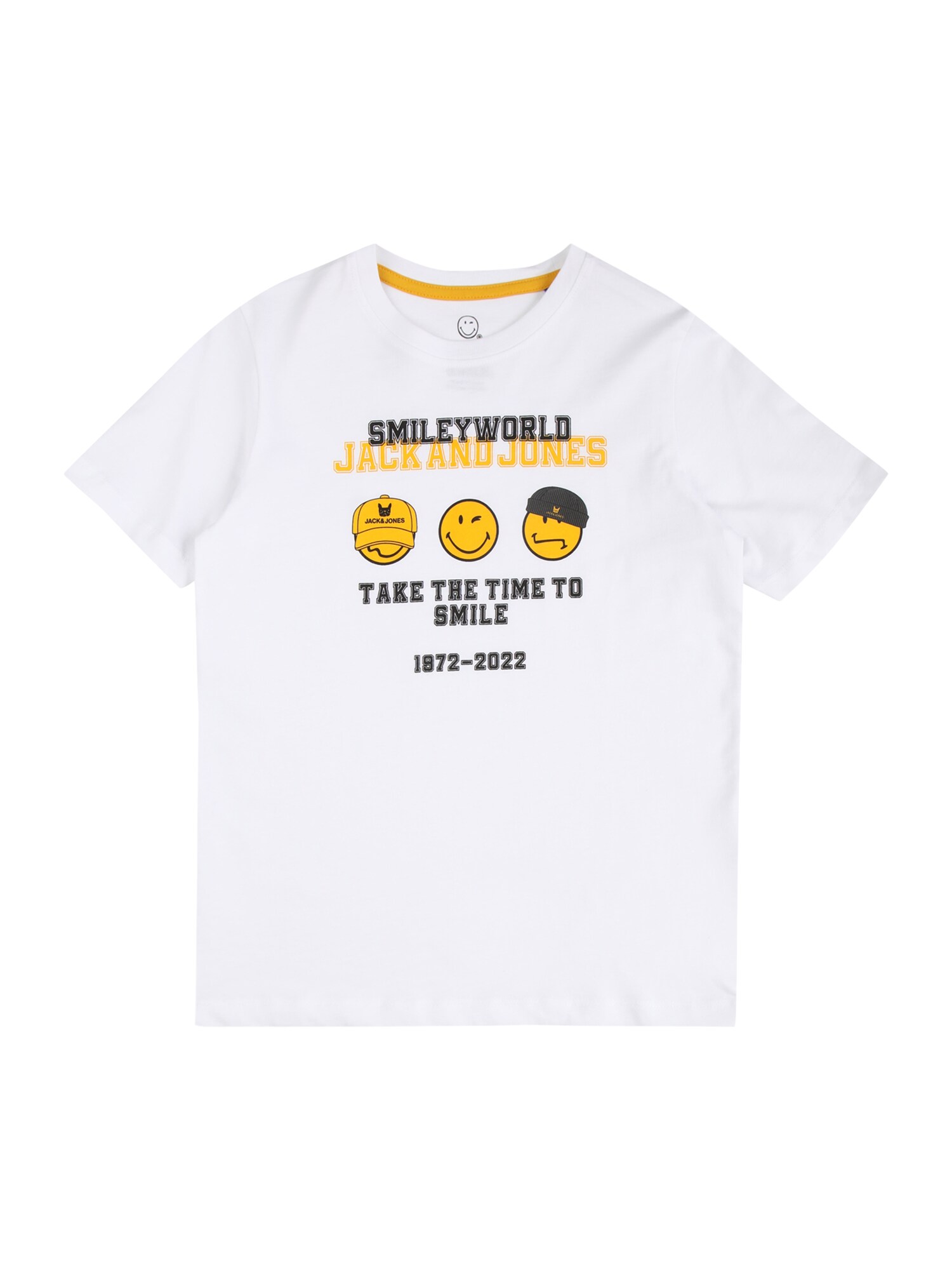 Jack & Jones Junior Majica 'SMILEY WORLD'  rumena / črna / bela