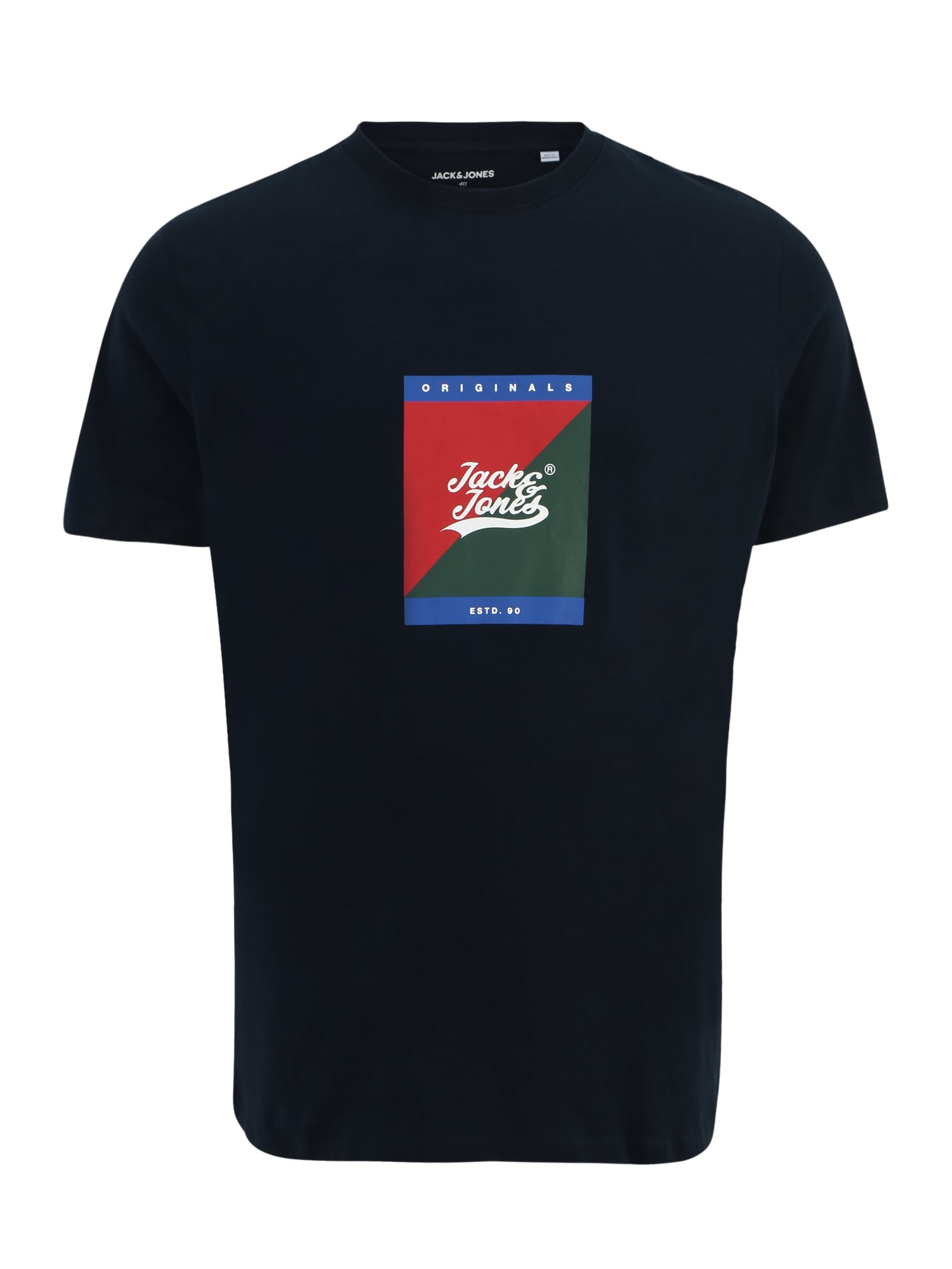 Jack & Jones Plus Majica 'BECKSS'  modra / mornarska / temno zelena / rdeča