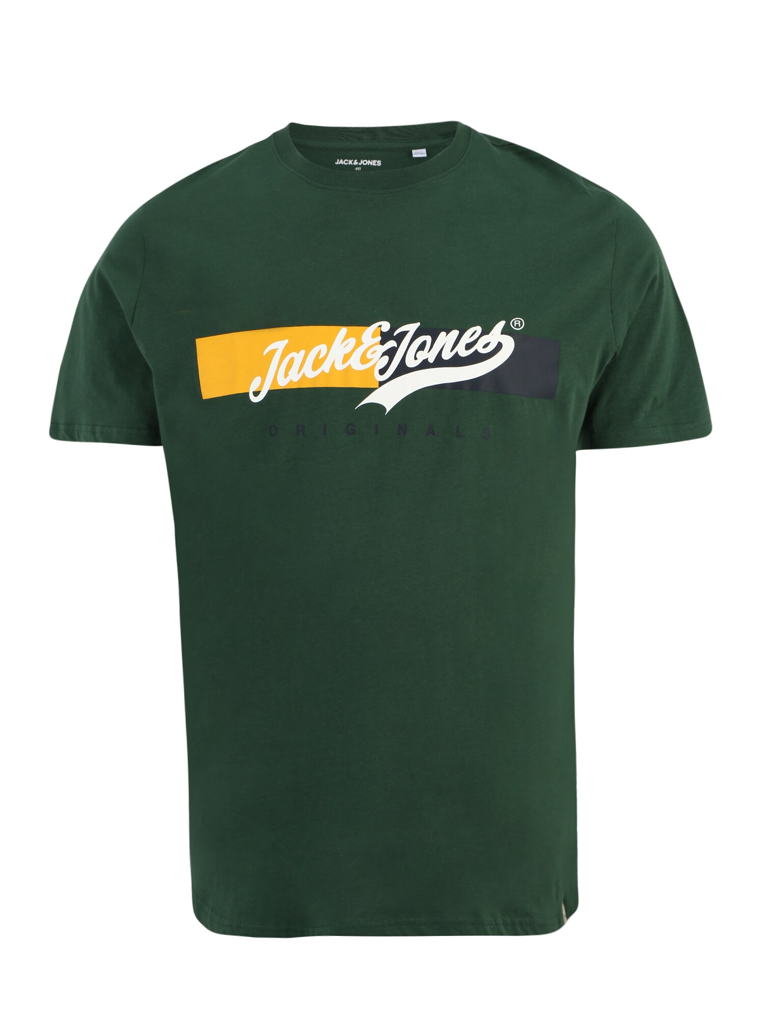 Jack & Jones Plus Majica 'BECKSS'  rumena / temno zelena / črna / bela