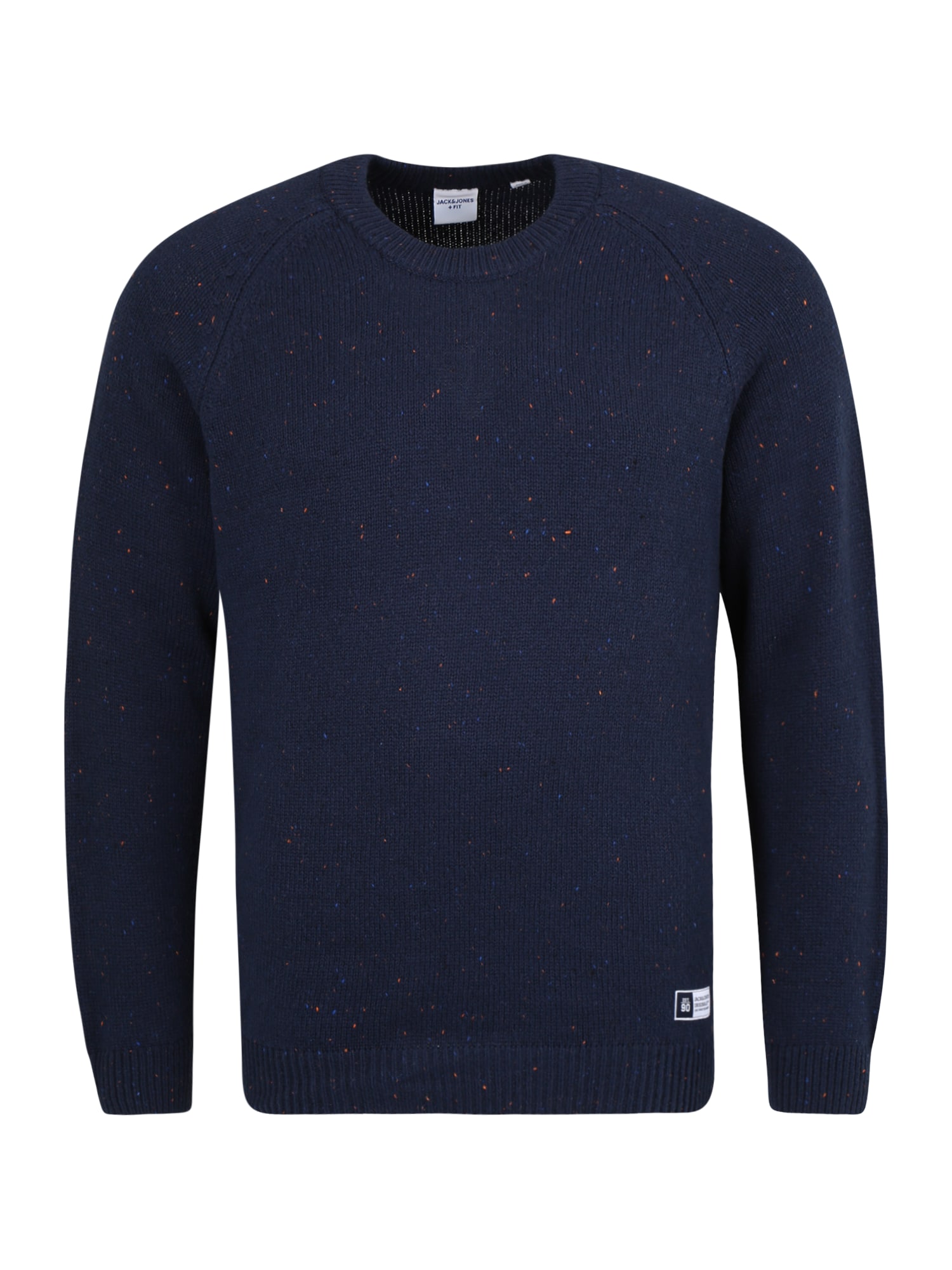 Jack & Jones Plus Pulover 'WOODLAND'  modra / mornarska / oranžna / off-bela