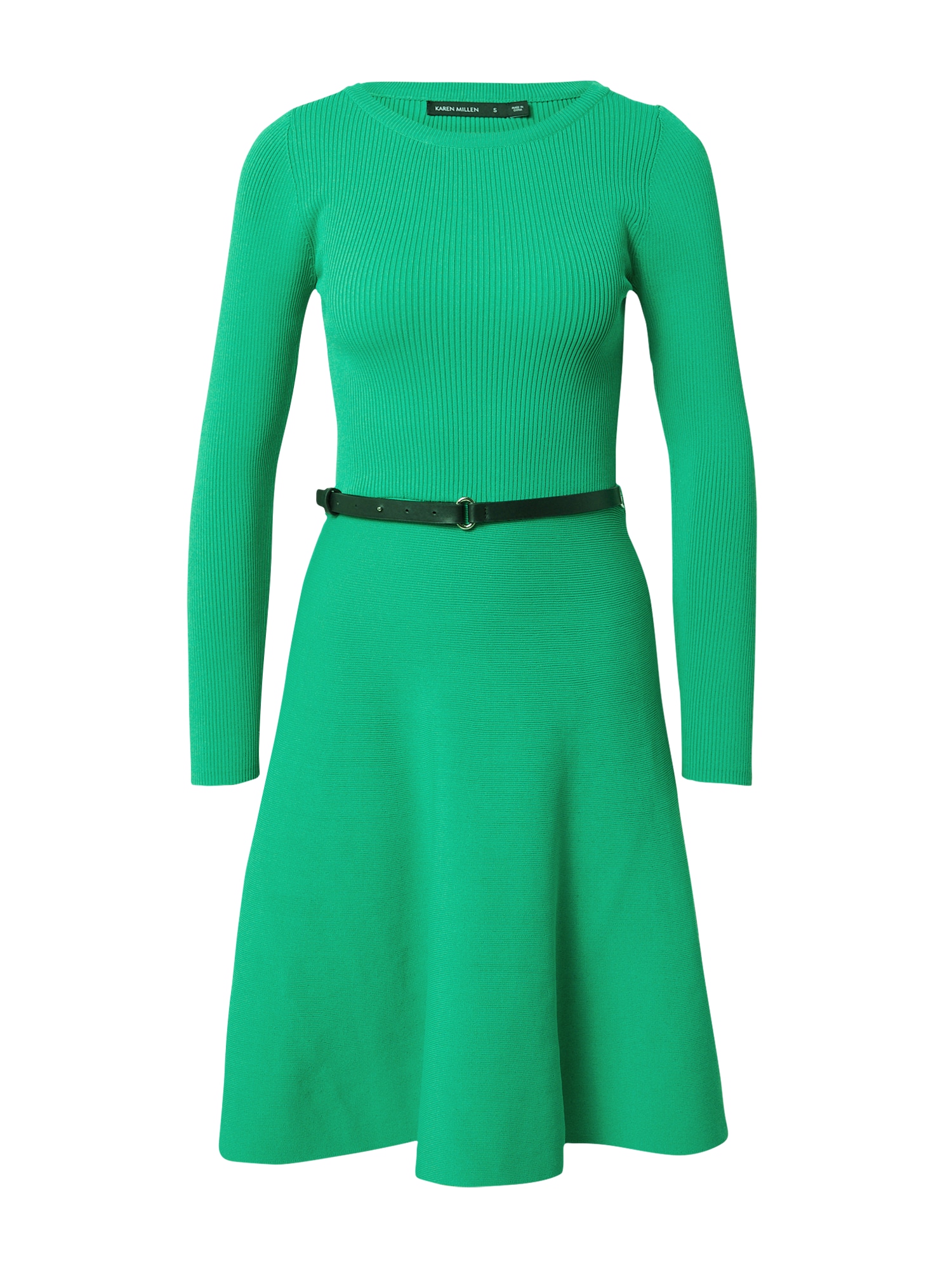 Karen Millen Pletena obleka  svetlo zelena / črna