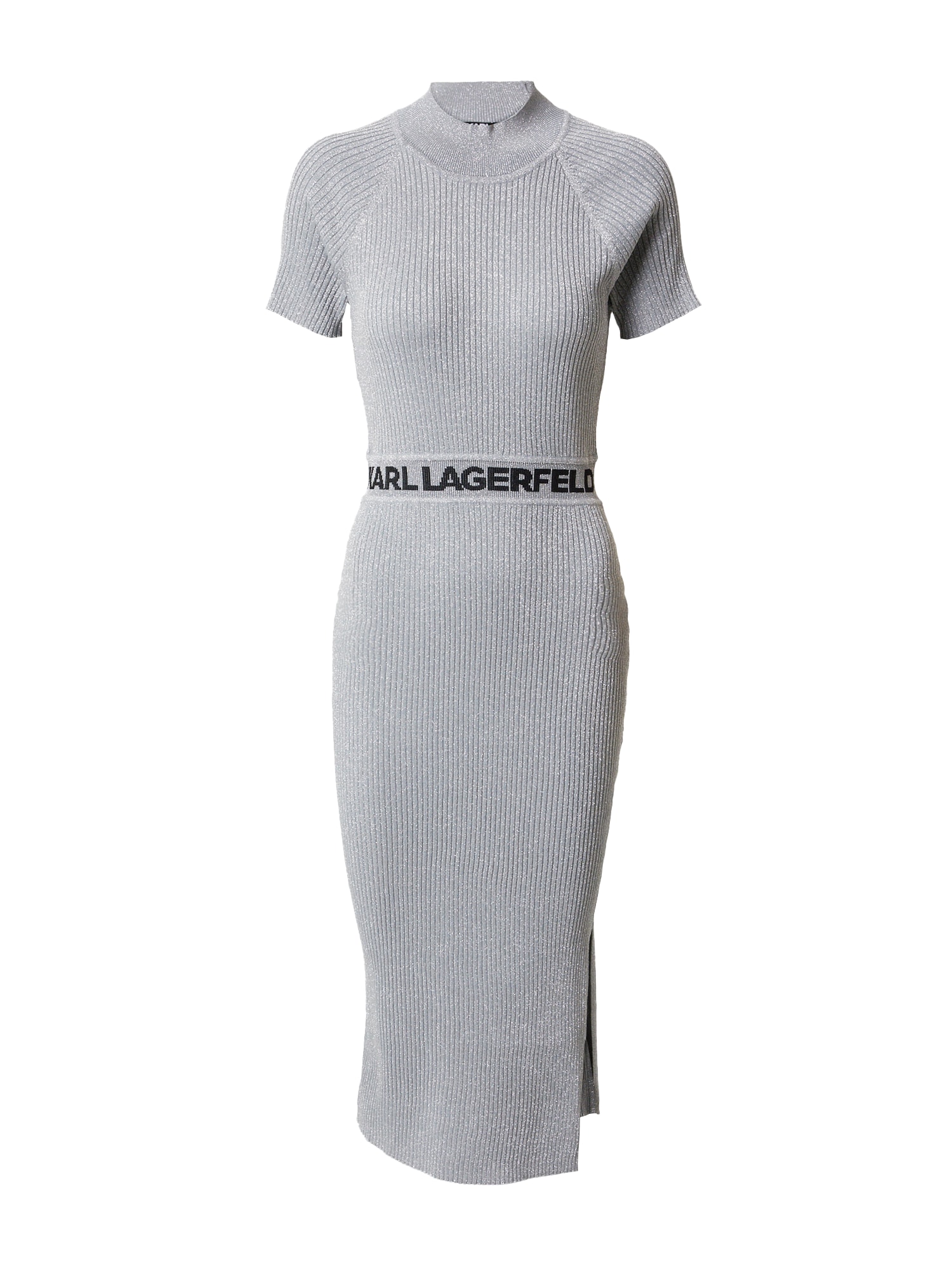 Karl Lagerfeld Pletena obleka  črna / srebrna