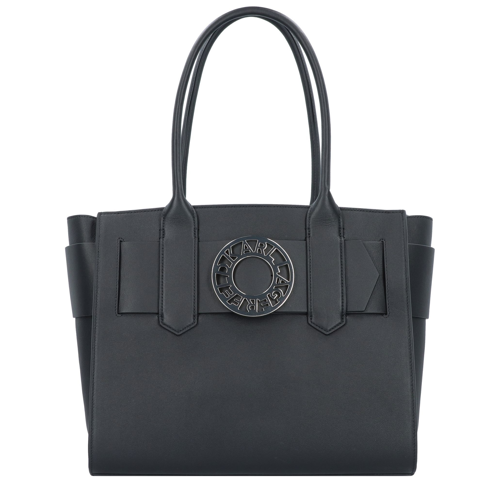Karl Lagerfeld Ročna torbica 'Disk'  črna / srebrna