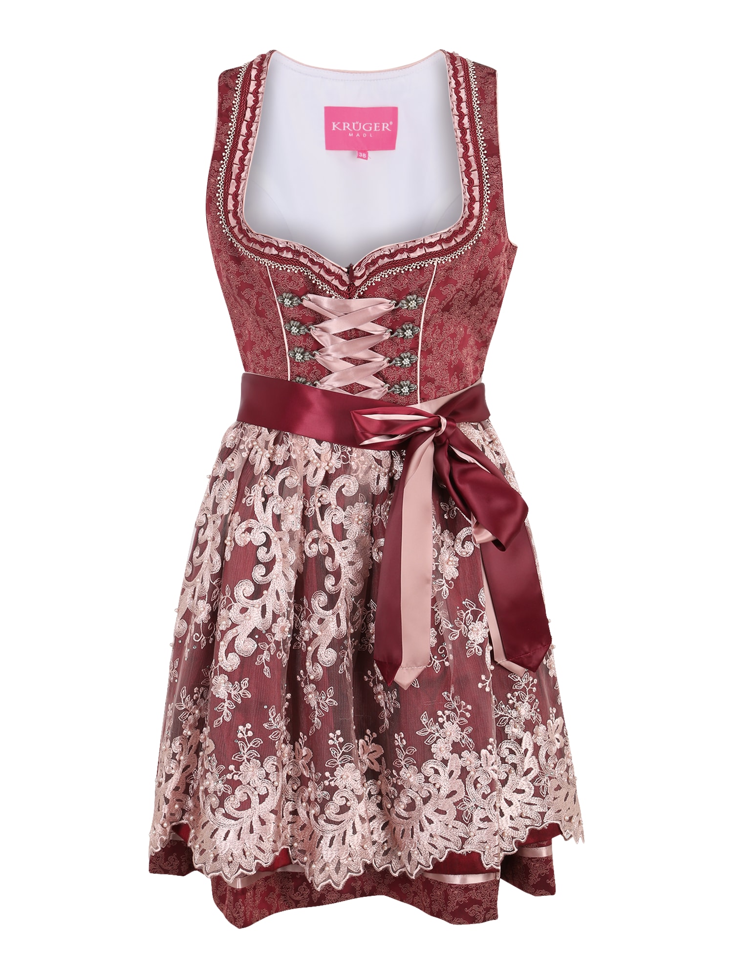 Krüger Madl Dirndl  staro roza / bordo